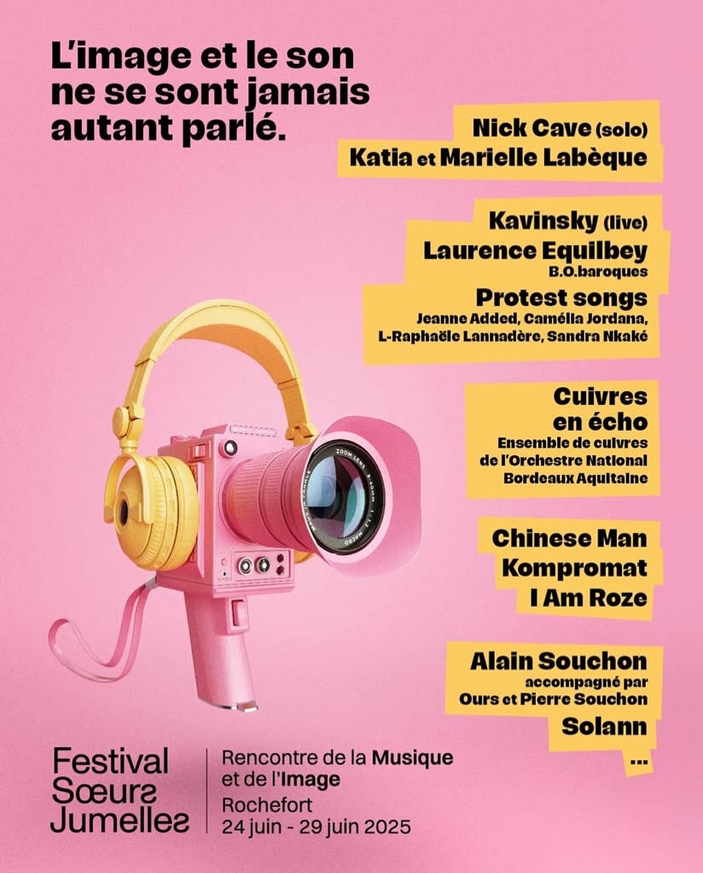 SoundX revient au festival Les Sœurs Jumelles pour la deuxième année consécutive ! 🔥
Toujours aussi fiers de faire résonner nos engagements dans ce rendez-vous unique entre musique et image.
Rendez-vous à Rochefort du 26 au 28 juin 2025 pour vivre l’expérience. 🎶