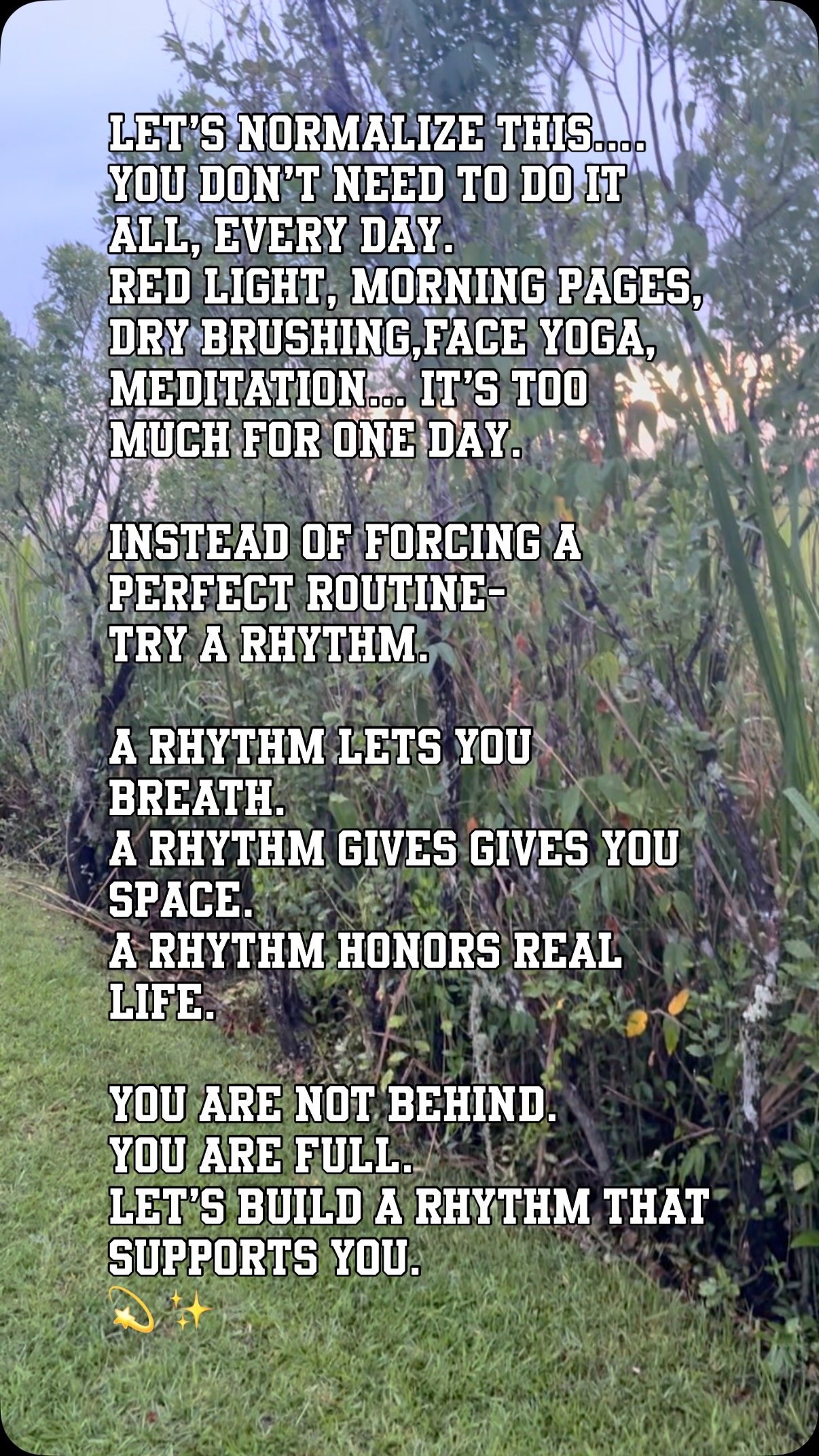 Been feeling like there’s just too much to do in a day?
Yeah. Same.
You don’t need a stricter routine—you need a gentler rhythm.
Go check out my blog for some tips and strategies for creating your own daily rhythm. I have shared what helps me. Link here ➡️ https://www.nikipaige.com/post/the-rhythm-over-routine-revolution-why-you-don-t-have-to-do-it-all-today
Or find the link in my Bio.
Or need more support? This is part of what I help my clients with every day. Ready to build yours? 💌
#GentleRhythms #NervousSystemHealing #MomCoach #WellnessForMoms #DailyRhythm #MorningRoutineRealTalk #NikiPaigeWellness #NikiPaige #SelfCare #NervousSystemRegulation #Wellnesscoach