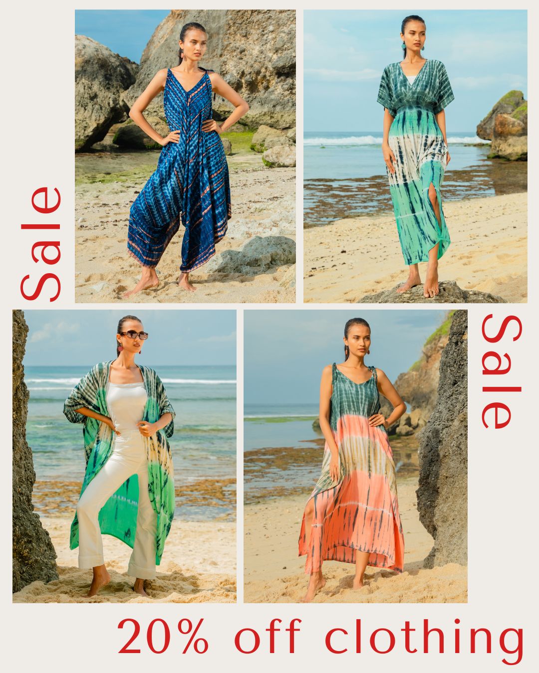 🌞 SUMMER VIBES 🌞
Your dream summer wardrobe just got even better! 🎉 We're offering 20% off all of our ethically made, vibrant one-size summer clothing — no code needed, discount applied automatically! 🙌
From breezy dresses to relaxed jumpsuits, flowy trousers, and gorgeous kimonos, each piece is designed to be comfortable, cool & stylish 😎
✨ Shop now & save 20%
📦 FREE shipping on all orders over £50
#SummerStyle #EthicalFashion #OneSizeFitsAll #SustainableFashion #VibrantSummer #FeelGoodFashion
#shoplocal #shopsmall #colourfulstyle #onesizeclothing #summerwardrobe #summerwardrobeessentials #summerclothing #tiedyeclothing