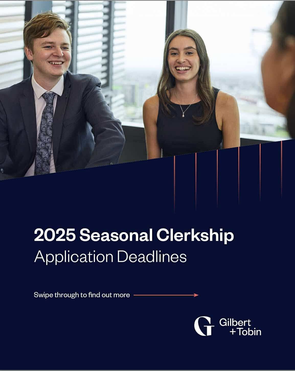 Calling all penultimate and final year law students. Applications are now open for Gilbert + Tobin’s 2025-26 NSW Summer Clerkships.
Not all corporate law firms are the same. The only way to understand the work and culture is to experience it for yourself. #OpportunityStartsHere
The clerkship offer a unique chance to experience up to two practice areas in corporate law and learn from some of Australia’s most talented legal minds. In Sydney, G +T offer a summer clerkship with two four-week rotations across two practice areas, plus the option to apply for the Aurora Internship - a fully funded five to six-week winter internship. Clerkship rotations are available across all our practice areas, as well as Pro Bono and G+T Innovate teams.
With a challenger mindset, Gilbert + Tobin is always pushing the status quo and taking a stand on things that matter. That’s why we constantly seek new ideas, fresh energy and different perspectives from our clerks and graduates. Work at the forefront of significant change in our society and economy, and open the door to experiences that will shape your career – wherever you want it to take you.
Apply before 13 July: https://www.gtlaw.com.au/careers/early-careers