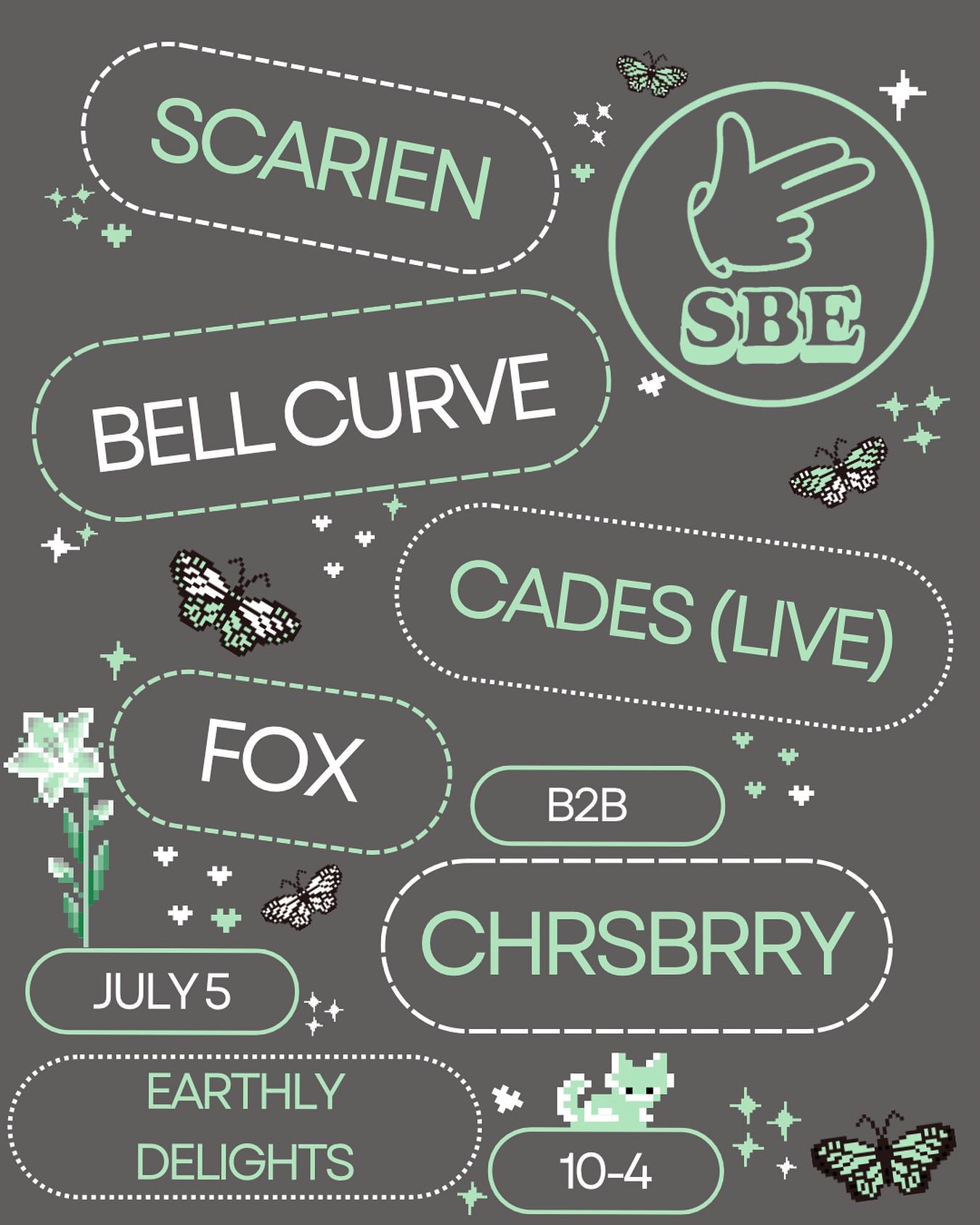 After immense consideration, we’ve decided it is Sound Boy Summer after all…
Reigniting our seasonal tradition of having Dem Deya’s own - @scarien - back to Gotham for another Summer showdown. Having released on our label, and played a handful of our nights over the years, Scarien has become integral to the manifestation of Sound Boy Summer and he’s only upped his production chops & expanded his sonic palate since his last visit
Tapping in alongside arrives @bell.curve - We’ve been fans of her bassy, bouncy productions and booty-shaking club sets for years. She steps up for her first SBE dance and her first time at the helm at Earth Delights! Long overdue having her grace an SBE dancefloor and we’re stoked it’s finally happening!
@cades on the controls warmzing up the dancefloor with a rare LIVE dub, bass & dubstep set. Known for no allegiances to any given genre, a Cade’s set always leaves room for surprises (and plenty of low-end). Prepare for ultimate hypnosis.
Rounding out the night steps up Philly’s @selector.fox & @chrsbrry making their way up to Ridgewood to muck up the Earthly Delight dancefloor for the first time. Fox being no stranger to SBE dances or the label, brings along CHRSBRRY for his official NYC debut bringing big @feralsound energy to our little slice of Queens
Limited $5 Early Birds available while supplies last via RA
SEE YOU IN THE DANCE