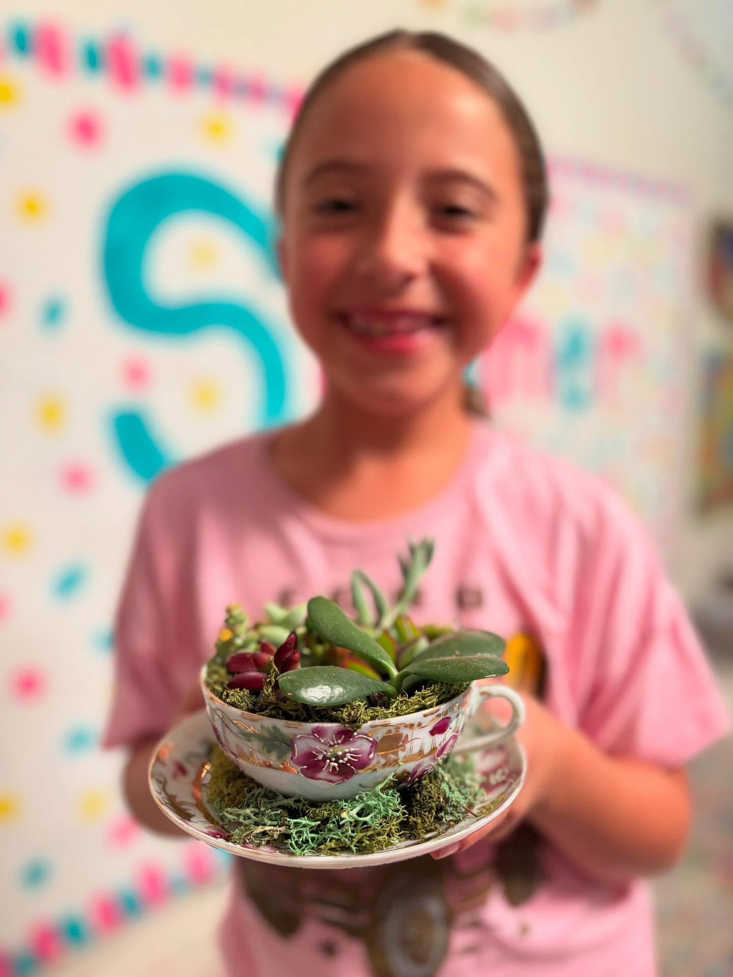 Lots of activity in the studio today!!! We were plant succulents, splatter painting and we started our beautiful watercolor paintings of a teacup. Fun times!