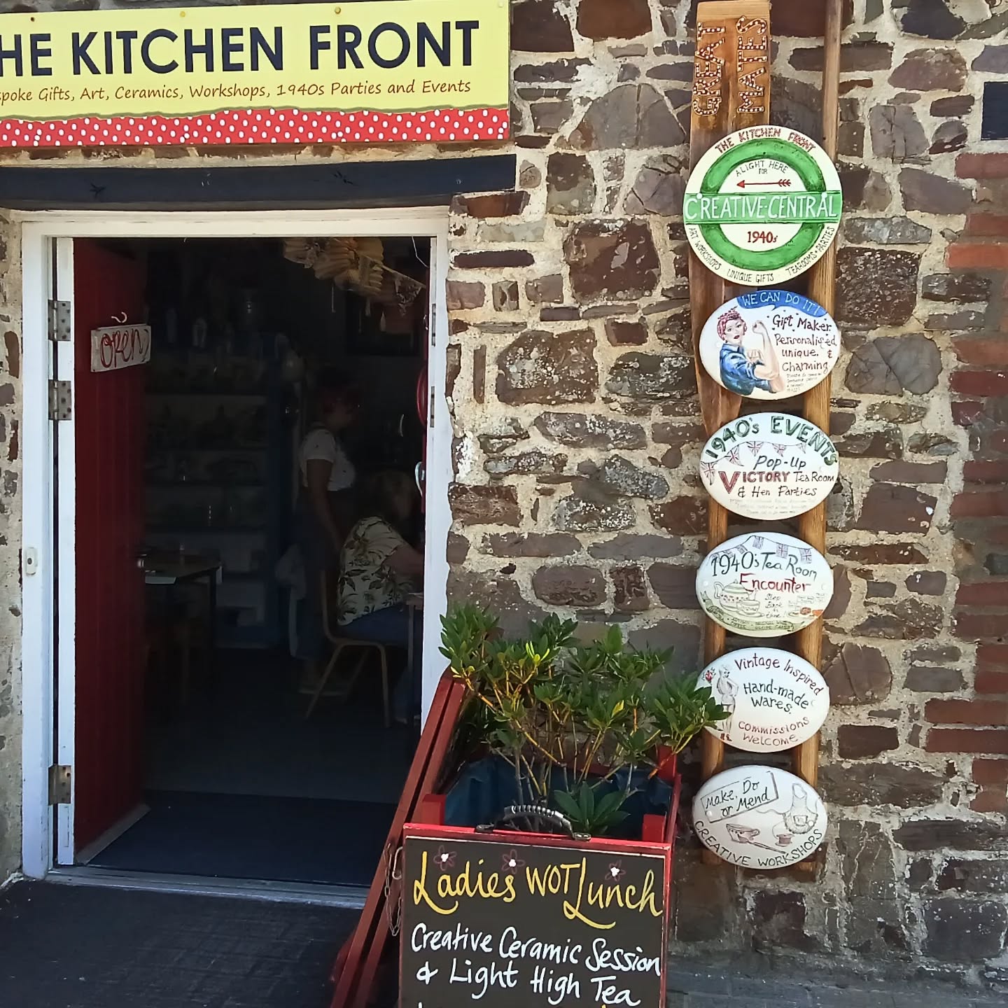 Our old Great Mates oars have been repaired and varnished (thanks to Nay's dad) and our signage is refreshed. Hurrah.
No surprises that Daisy photo bombed!
Thanks to Sam for putting up the new railway sign....alight here for Creative Central. He braved a ladder again after falling 10ft from inside the shop a couple of weeks ago. Now off crutches. Honestly, I thought I had killed him!
Lots of great workshops and parties all here.
Ps... I have done this post on our new tablet thing. Get me in the 21st century.
Only took 3 hours 20 to navigate how to do it.
Winning at life!