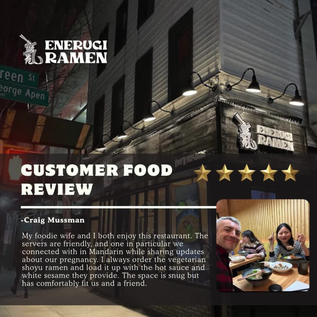 A big shout out to Craig Mussman! We are pleased to serve you 🔥🍜
📌Don't forget to leave us a Google or Yelp review and get a FREE MOCHI ICE CREAM!
#fyp #japaneseramen #greenpoint #brooklyn #enerugiramen #5star #googlereview