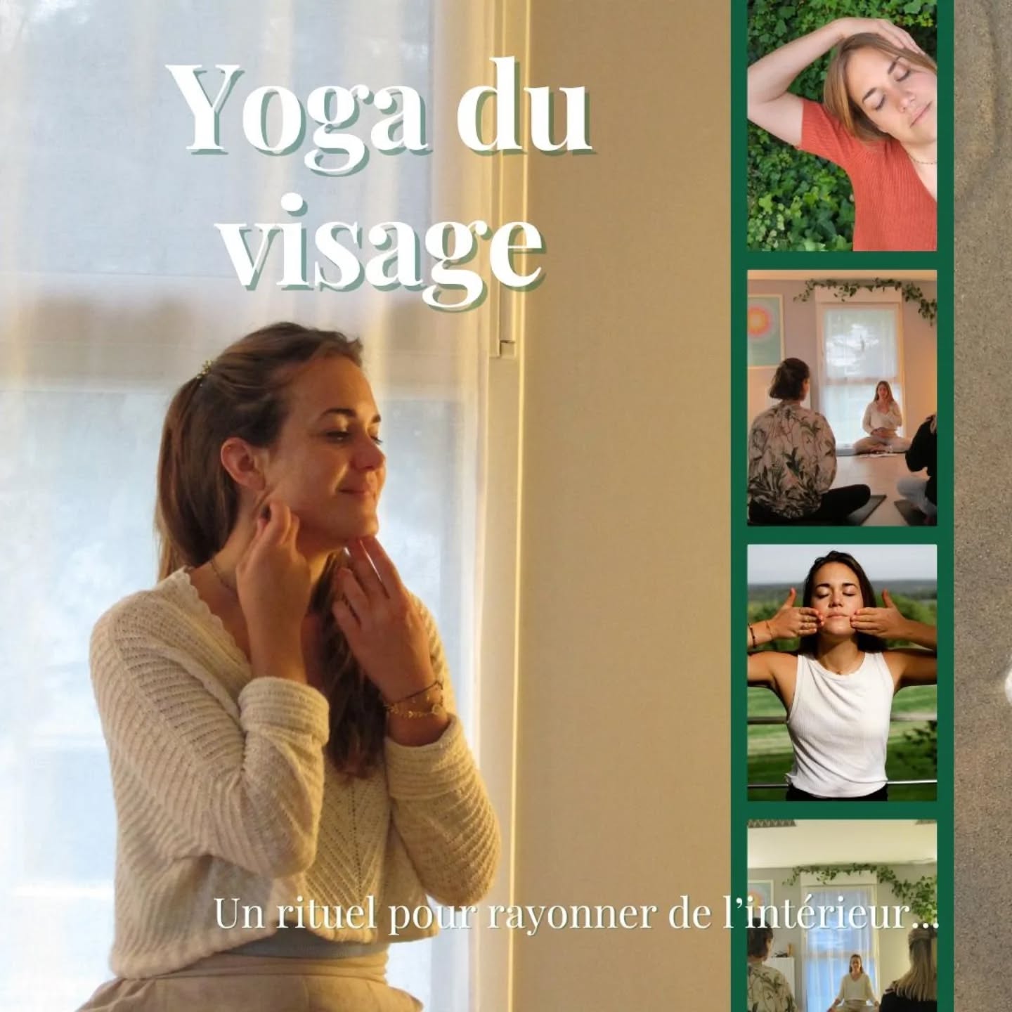 Tu as déjà entendu parler du yoga du visage, mais tu ne sais pas vraiment ce que c’est ?
Le yoga du visage, c’est bien plus qu’une simple routine beauté, il t’apprend à écouter, ressentir, libérer et tonifier les muscles de ton visage... tout en douceur.
Envie de créer ta propre routine ? Je propose des séances individuelles pour t’aider à construire ton rituel sur mesure, selon tes besoins et ton rythme 🌿
Fais défiler pour en savoir plus, et pose-moi toutes tes questions en commentaire, je me ferai un plaisir d’y répondre 💬✨
