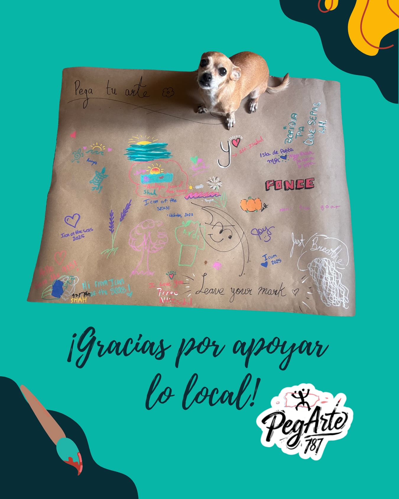 ✨ ¡Gracias por dejar su marca! ✨
El pasado miércoles 11 de junio pusimos nuestra mesa por primera vez en la plaza de las delicias y fue un día lleno de arte, risas y mensajes bonitos. Cada uno de estos dibujos y frases fueron creados por ustedes… y aprovados por Lola, nuestra jefa de calidad 🐶🎨
Verlos disfrutar, apoyar lo local y compartir su creatividad nos motiva a seguir trayendo arte boricua a cada rincón.
📍 ¡Volvemos este miércoles 25! Pasa por nuestra mesa, conoce nuestras piezas y déjanos otra marquita de cariño.
PegArte787: arte local, comunidad creativa y mucha buena vibra.