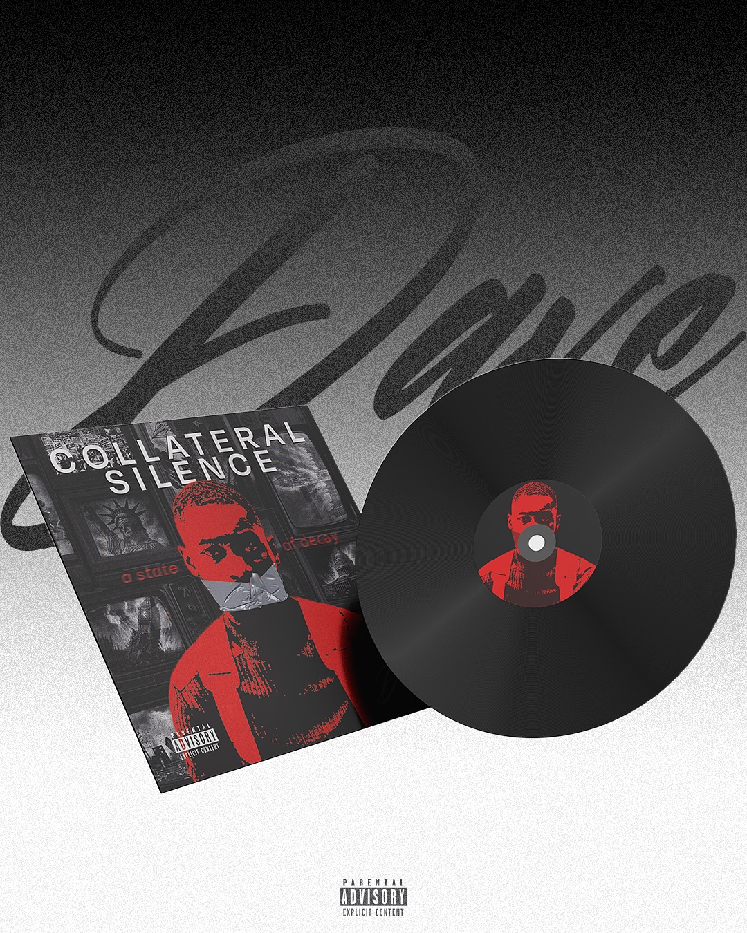 “Collateral Silence: A State of Decay” — a conceptual album cover I designed for Dave. @santandave
This fictional project explores themes of decay, corruption, and silence in the face of injustice. Inspired by Dave’s raw storytelling, the artwork features fractured institutions, muted broadcasts, and imagery that speaks without saying a word.
Silence was never neutral.
Every detail was crafted to reflect the weight of what’s left unsaid, visually loud and unapologetically bold.
Bookings and commissions are now open!
DM, Email, or Visit the link in bio to fill out the inquiry form. Let’s bring your vision to life✨
#graphicdesign #albumart #albumcoverdesign #santandave #visualstorytelling #graphicdesigner #creativedirection