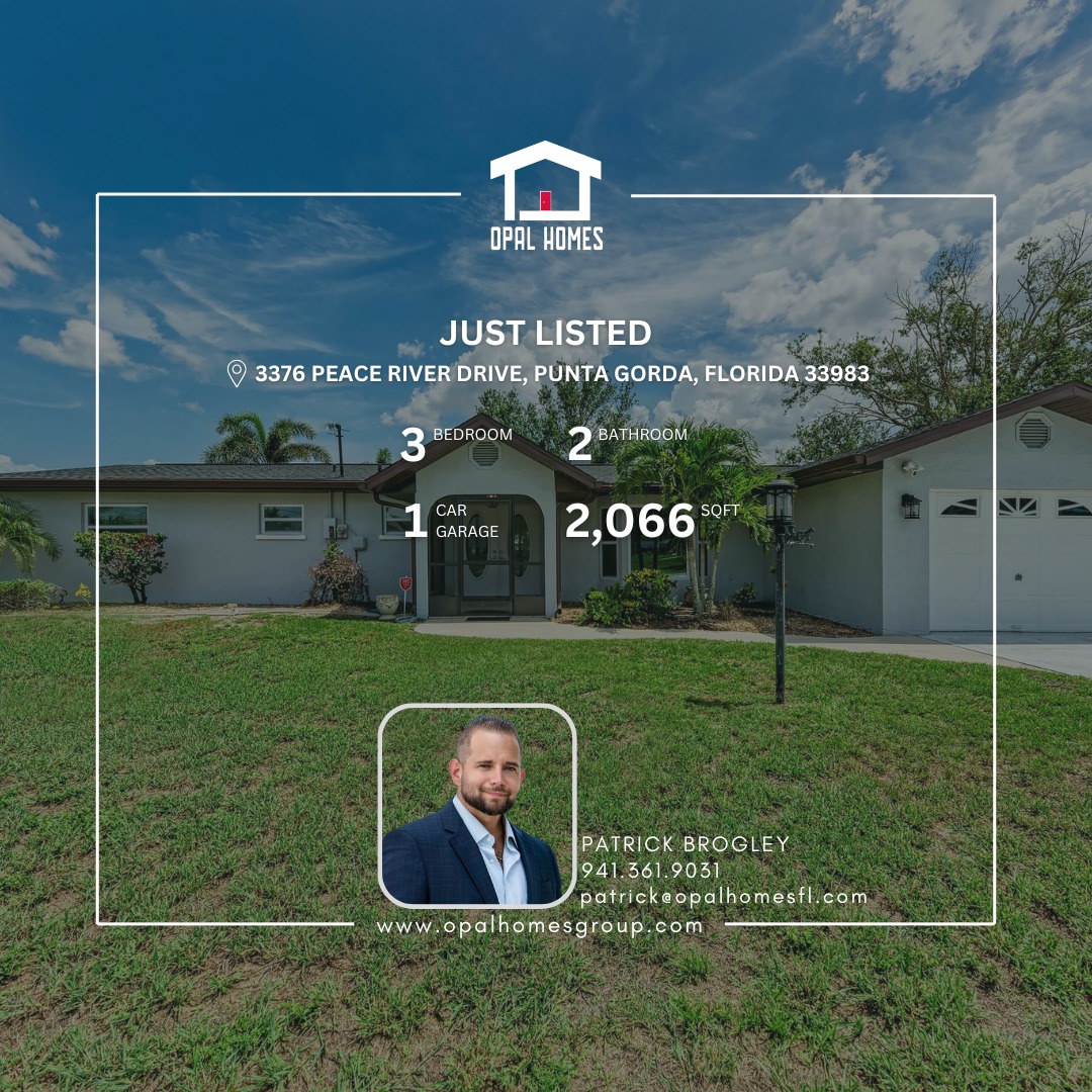 ✨Just Listed!💫
📍3376 PEACE RIVER DRIVE, PUNTA GORDA, Florida 33983
🌐https://opalhomesgroup.com/featured-listings/
🚤 Waterfront Living for Sale or Lease in Harbor Heights, Punta Gorda! 🏡 Welcome to your canal-front dream home—perfect for full-time living or a seasonal escape! This beautifully updated property offers direct water access, stunning views of both Peace River and a quiet canal, and a sparkling pool with a brand-new heater. Enjoy peace of mind with recent upgrades: new roof (2022), impact windows (2023), new HVAC (2023), and water heater (2024). Inside, the chef’s kitchen boasts granite countertops, upgraded cabinets, and new appliances (2024).
With granite in both bathrooms, a cozy fireplace, and a 6-month-old washer/dryer, this home blends comfort with style. Just minutes from I-75, Fishermen’s Village, and Harbor Heights Park, you're perfectly positioned for boating, dining, and exploring. Best of all—no HOA!
✨ Now available for sale or lease—don’t miss this Florida waterfront gem!
📲 Contact us for details or a private tour.
☎️ 941.361.9031
📩patrick@opalhomesfl.com
#sarasotarealestate #sarasotaflorida #sarasota #srq #siestakeybeach #puntagorda #RealEstate #Realestateagent #realtor #realestatelife #homesforsale #lease #househunting #justlisted #floridarealestate #floridahomes #floridaliving #floridarealtor #dreamhome #kellerwilliams