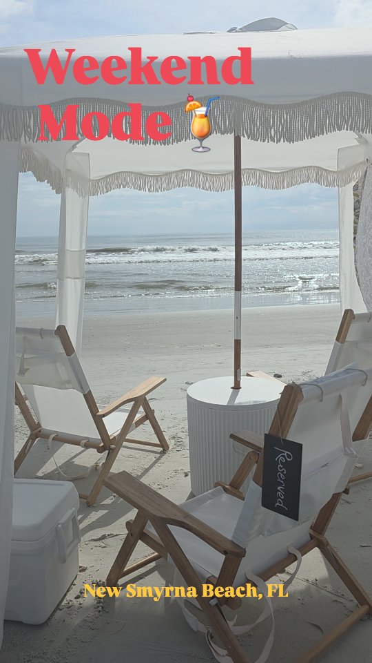 🌴🌞 Hey beachers, it's finally Friday! Time to pour a drink and kiss the work week goodbye! Start your weekend off by the waves🤘 Book a Beach Day and arrive to everythingyou need. Enjoy a hassle-free day at the beach. No more lugging around heavy beach gear. Just pure relaxation, sun, and fun! 🏖️🍹 Dive into the luxury you deserve. Book your cabana now and let the waves hit your feet and the sand be your seat. 🌊
Link in bio to book😎
💙 #BeachDay #LuxuryCabana #BarefootPhilosophy #HassleFreeFun #lovedaytonabeach #NSB #rentals