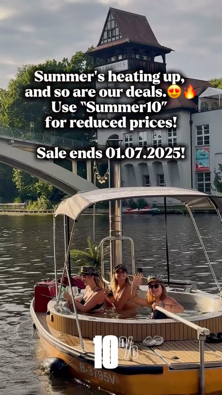🚨 Final Week to Cruise into Summer Savings! 🚨
Our summer sale has been extended – but only until July 1st!
🌞 Whether you’ve been daydreaming about a golden hour tour, celebrating something special, or just need a stunning escape on the Spree… now’s the time to lock in your spot before the sale ends.
🛥️ Private tour in your own hot tub boat
✨ Golden sunset rides & skyline views
✨ Cozy vibes, curated playlists & chilled drinks
✨ Unforgettable moments for couples, friends & celebrations
📅 New Deadline: Tuesday, 01.07.2025
🎟️ Availability is limited – our summer calendar is filling fast!
📍Click the link in bio and book your tour today.
#BadedampferBerlin
#BerlinBoatTour
#thefloatingtub
#BerlinErleben
#SommerInBerlin
#wellnessonthewater
#PrivateBoatTour
#BerlinEvents
#SummerInGermany
