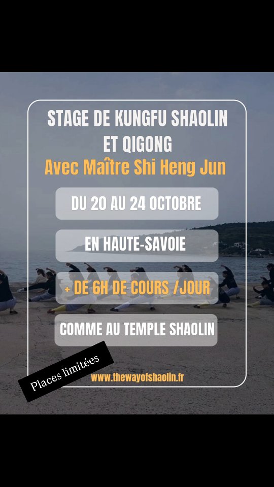 🌟 International Shaolin Kungfu & Qigong Retreat with the Exceptional Participation of Master Shifu Shi Heng Jun 🌟
📅 5 days / 4 nights
📍 Pavillon des Fleurs – Menthon-Saint-Bernard (by the stunning Lake Annecy)
💶 €890 all-inclusive
Immerse yourself in the traditional art of Shaolin with the exceptional presence of Master Shi Heng Jun, a warrior monk from the Shaolin Temple.
🔥 6 hours of daily practice: Kungfu, Qigong, breathwork, discipline, and vital energy, all set in an inspiring natural environment.
🏡 Double-occupancy accommodation
🍽️ Full board: 3 meals per day included
🏔️ Open to all – beginners welcome!
A transformative experience between lake and mountains, blending intense practice, relaxation, and ancient wisdom.
📩 Limited spots – book now for a unique experience!
For more information, contact +33 7 87 80 38 92 or visit www.thewayofshaolin.fr
🙏🙏🙏
#shaolin
#kungfu
#motivation
#retreat
#training
#challenge
# shihengjun
#thewayofshaolin
#the.way.of.shaolin