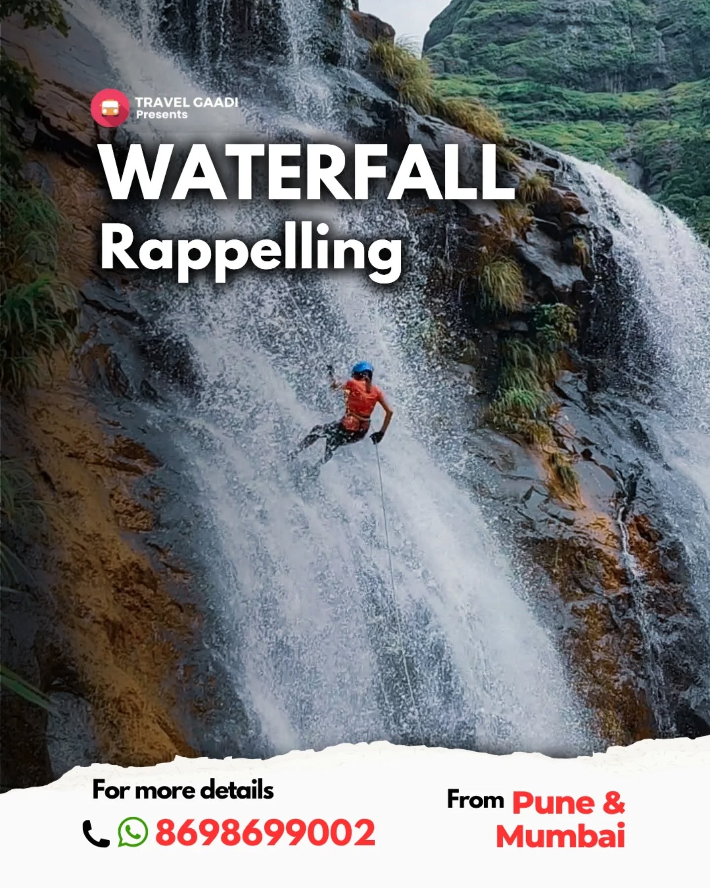 We are ready … Are you Ready ? Lets do some waterfall rappelling adventure together ⛰️🌊
.
.
Join us @travel.gaadi
Hit us a Dm to know about our regular event updates..
.
#travelgaadi #travelgaadiadventure #travelgram
#travel #nature
#trek #pune #mumbai #trekking #trekkingindia #harishchandragad #waterfall #waterfallrappelling