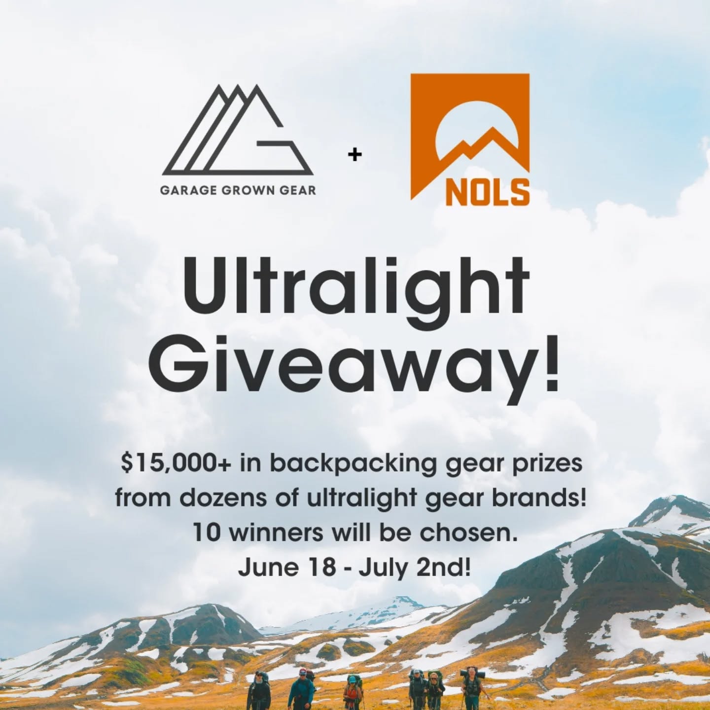 🚨 GEAR GIVEAWAY! 🚨
El Coyote Quilts has partnered with @garagegrowngear and @nolsedu for one of the biggest gear giveaways of the year!
$15,000+ in prizes from dozens of great ultralight gear brands! 10 winners winners will be chosen. Ends July 2nd. DON'T MISS OUT!
Link in bio
@aardwolfgearco
@allmansright.gear
@alpenglow_gear
@alpinefitco
@astralfootwear
@bearvault
@brunton_intl
@chicken_tramper_gear
@cnocoutdoors
@durstongear
@elcoyotequilts
@enlightenedequipment
@faroutguides
@farpointe_og
@fktgear
@goodtogofoods
@gossamergear
@granitegear
@hyperlite_mountain_gear
@igneous.gear
@kulacloth
@leveoutdoorco
@lunasandals
@nashville_pack
@nemoequipment
@outdoorvitals
@recap.hats
@recpakco
@sambob.biz
@seatosummit
@skygoatusa
@symbiosisgear
@toughcutiebrand
@trekker_joes
@ultralitesacks
@virginia_foothill_designs
@westernmountaineering
@zenbivy
@zpacks