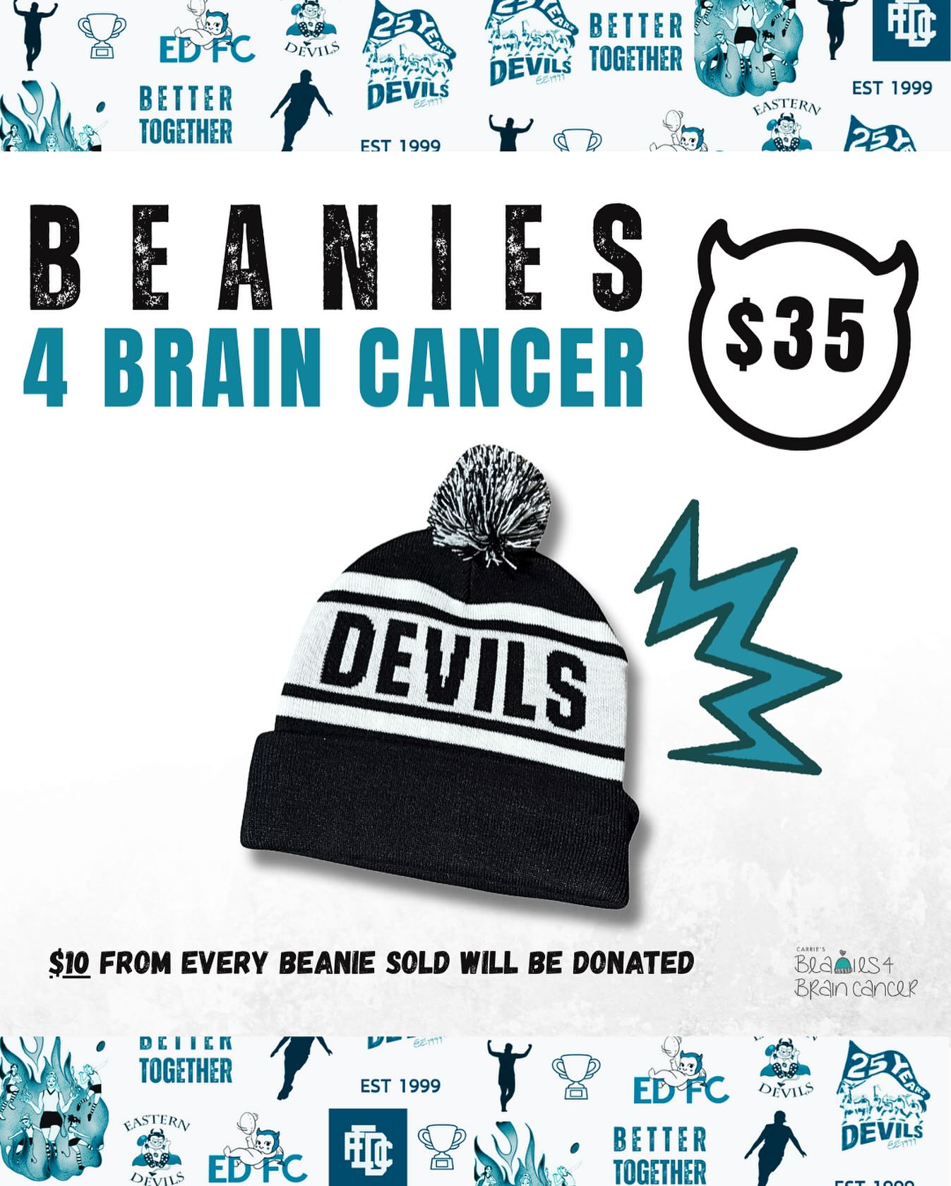 Did you know, one Australian is diagnosed with brain cancer every 5 hours? Chances are, someone you know has been deeply affected by this insidious disease; and yet, despite its devastating impact, survival rates have seen little to no improvement over the last 30 years.
We’re committed to being part of the change!
In honour of our dear community member, Cherie Whittaker, we will donate $10 from every beanie sold directly to @carriesb4bc - in a bid to help fund critical research and a future with better outcomes. Buy yours today!