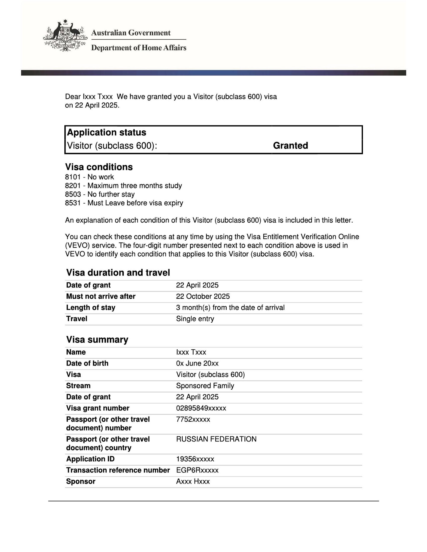 Subclass 600 Visitor Visa granted.
Visitor visas are a great way to bring your family members to Australia for a visit. However, many applications are refused due to missing or weak documentation. It is important to show strong ties to the home country and provide supporting evidence.
This application was processed quickly and successfully.
If you are planning to apply for your parents or siblings, reach out for professional guidance.
Ilgin Azazi
Registered Migration Agent MARN 2318123
0416 049 021
info@visa-australia.com.au
www.visa-australia.com.au
#VisitorVisaAustralia #Subclass600 #FamilyVisitVisa #MigrationAgentAustralia #VisaApplicationHelp #ParentVisaAustralia #SiblingVisa #AustraliaImmigration #VisaRefusalRisk #TravelToAustralia #VisaConsultation #IlginAzazi #MARN2318123