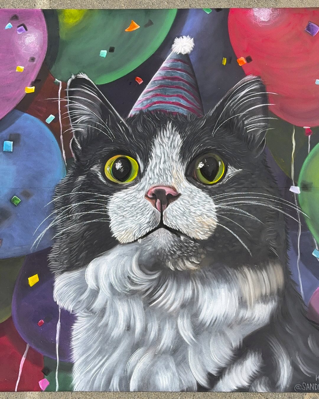 Another one in the books for the @sandiegocountyfair - the theme this year is pet-tacular… and all of the chalk artists so far have done drawings of their own pets! 😂 This is my baby boy, David Blaine. Thanks for having us again, @fine_art_divas ❤️
We chalked these on 8’x8’ prepped boards so they’ll be on display around the garden show area throughout the remainder of the fair!
#SDFair #SanDiegoFair #SanDiegoChalkArtist #ChalkArt #ChalkMural #SoCalArtist #SDChalkArt #Chalk