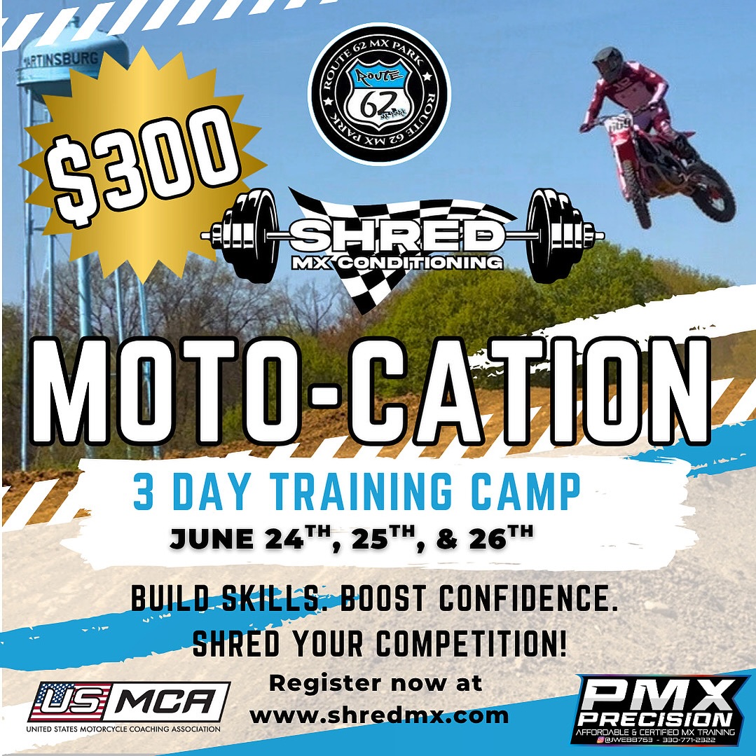Motocation camp starts TOMORROW at Route 62 - we are excited to see all of you who signed up 😎🙌🏻
Check your email for details and info!
#motocross #motocouple #dirtbikes #motolife #mx #motocrosstraining