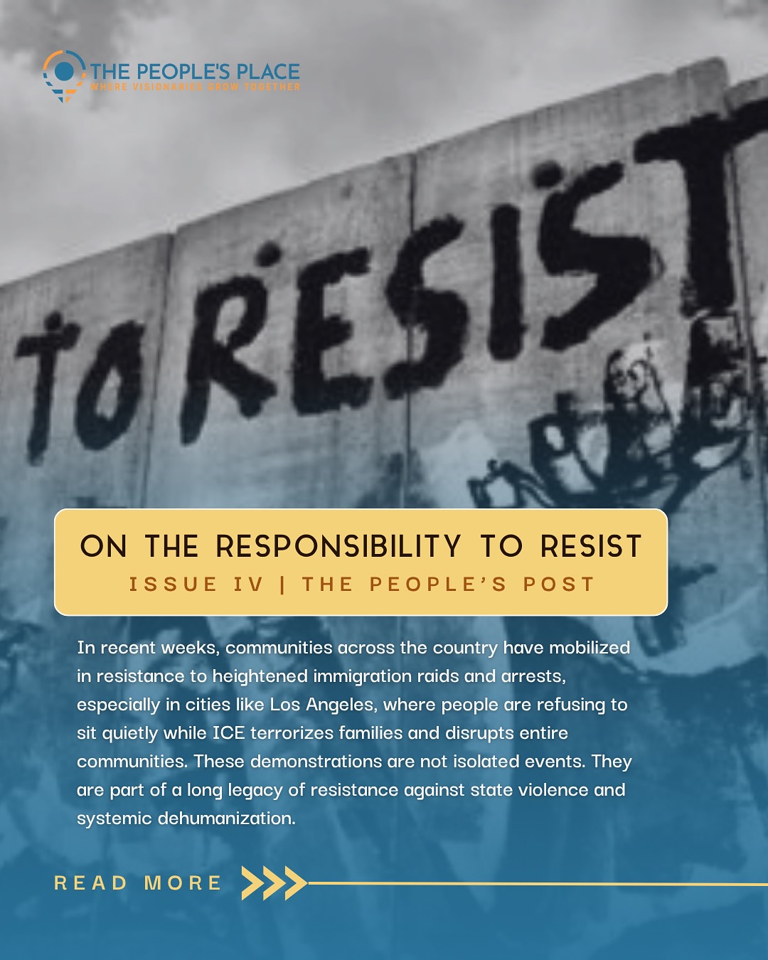 📣 New issue of The People’s Post is live — and this one is a must-read.
Since the launch of our newsletter in February, we’ve closed each issue with a narrative piece that aims to invite more of us into movement work. ‘On the Responsibility to Resist’ reflects on what this moment demands of us as communities face rising anti-immigrant policies, increased ICE activity, and growing threats to our collective safety. The truth? Resistance isn’t optional — it’s a responsibility.
From Los Angeles to Waterbury, people are organizing, mobilizing, and refusing to be silent. We break down why shifting public narratives, showing up locally, and making way for deep cooperation matter more than ever.
📰 Read the full piece in our latest newsletter.
📌 Link in bio.
