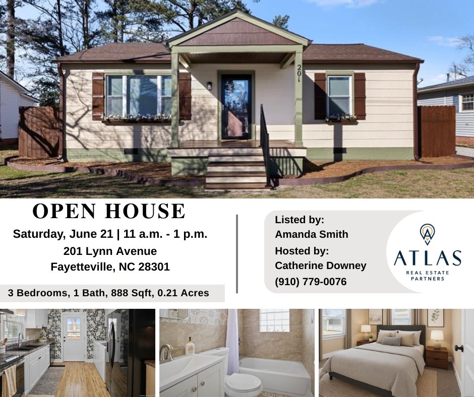 🎉 Open House This Saturday! 🏡
📍 201 Lynn Avenue, Fayetteville, NC 28301
🗓 June 21st | 11 AM – 1 PM
Come tour this beautifully updated 3 bed / 1 bath home featuring:
✨ Brand new flooring & carpet
🎨 Fresh paint inside & out
🍽 New kitchen cabinets & appliances – including washer, dryer, & fridge!
🌞 New wood deck with solar lighting
💸 Seller offering $3,500 toward buyer's closing costs (with acceptable offer!)
📣 Hosted by: Catherine Downey (919) 800-9611
📋 Listed by: Amanda Smith
🏡 Veterans United will be on-site for pre-approvals with lender Ashley Tasco (910) 922-2335
💰 Get up to $800 lender credit when using Veterans United!
Don’t miss this amazing opportunity—stop by and see all it has to offer! 🙌
*Disclaimer: Bedroom picture has been virtually staged.
#FayettevilleNC #OpenHouse #HomeForSale #RealEstate #FirstTimeHomeBuyer