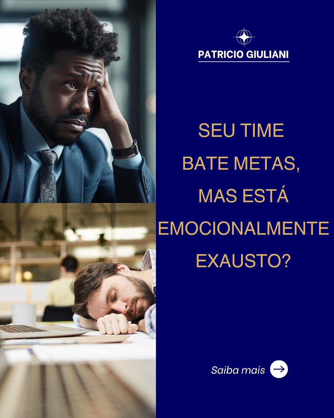 Alta performance não precisa vir com esgotamento. Ela pode – e deve – ser sustentável.
Sobrecarga, desmotivação, pressão constante e aumento nos casos de burnout se tornaram comuns em empresas orientadas apenas por metas. A pesquisa da Gallup (“Employee Burnout: The Biggest Myth”) mostra que a exaustão emocional está ligada a fatores como:
• Falta de comunicação com a liderança
• Desvalorização profissional
• Ambiente tóxico ou desestruturado
• Excesso de tarefas ou mal distribuídas
É possível manter metas ambiciosas e entregar resultados de excelência sem sacrificar o capital humano. Com Performance Sustentável proponho:
• Desenvolvimento de liderança consciente e humanizada
• Soft-skills para gestão e comunicação assertiva
• Redução de estresse com aumento de foco e produtividade
• Clima organizacional mais saudável, colaborativo e criativo
A través de Mentorias Personalizadas para Líderes e Gestores ou Palestras Corporativas para Equipes e Eventos, ajudo a desenvolver autoconhecimento, gestão emocional e tomada de decisão estratégica. As temáticas mais solicitadas estão orientadas a:
• Liderança Humanizada na Prática
• Alta Performance com Bem-Estar
• Soft Skills e Comunicação Assertiva
• Equipes Engajadas, Não Exaustas
Os Resultados percebidos são:
• Redução de conflitos e afastamentos
• Aumento no engajamento e senso de propósito
• Comunicação mais fluida entre áreas e lideranças
• Maior clareza de metas e produtividade com leveza
Gostaria conhecer mais de você, seu time e sua empresa para juntos trabalhemos uma liderança mais leve e atingir performance mais sustentável.
Comente “LIDERANÇA” neste post e conversamos sobre isso.
#performance #liderança #leveza #humanizada #sustentabilidade #bemestar #softskills