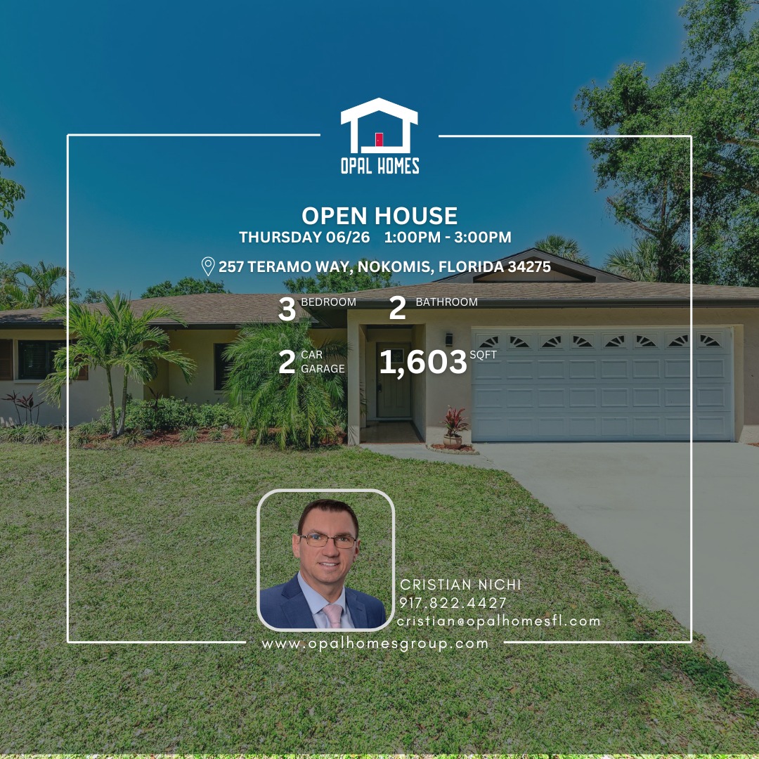 ✨OPEN HOUSE THURSDAY 6/26 | 1PM-3PM✨
📍257 TERAMO WAY, NOKOMIS, Florida 34275
🌐https://opalhomesgroup.com/.../NOKOMIS/257-TERAMO-WAY/
🏡Live the resort lifestyle in this beautifully upgraded home in the gated, amenity-rich Toscana Isles. Enjoy peaceful preserve and partial lake views, plus luxury upgrades like plank tile flooring, custom plantation shutters, and an impact-resistant art glass front door. The open-concept layout features a quartz kitchen with soft-close cabinetry, pull-out drawers, subway tile backsplash, and under-cabinet lighting. The spacious living area is wired for a 90” TV and opens to tranquil outdoor views. Retreat to the primary suite with a frameless glass shower, dual vanities, and a custom walk-in closet. Bonus features include a flex room with French doors, EV-ready garage, whole-house surge protection, and brand-new Whirlpool washer/dryer.
Toscana Isles offers an infinity-edge pool, tennis, pickleball, kayak launch, and more—just minutes to I-75, Nokomis Beach, and downtown Venice.
💥 100% VA Assumable Mortgage at 4.75% — Available to Veterans and Non-Veterans! Contact us for details!
☎️917.822.4427
📩cristian@opalhomesfl.com
#sarasotarealestate #sarasotaflorida #sarasota #srq #siestakeybeach #bradenton #realestate #realestateagent #realtor #realestatelife #homesforsale #househunting #justlisted #floridarealestate #floridahomes #floridaliving #floridarealtor #dreamhome #kellerwilliams