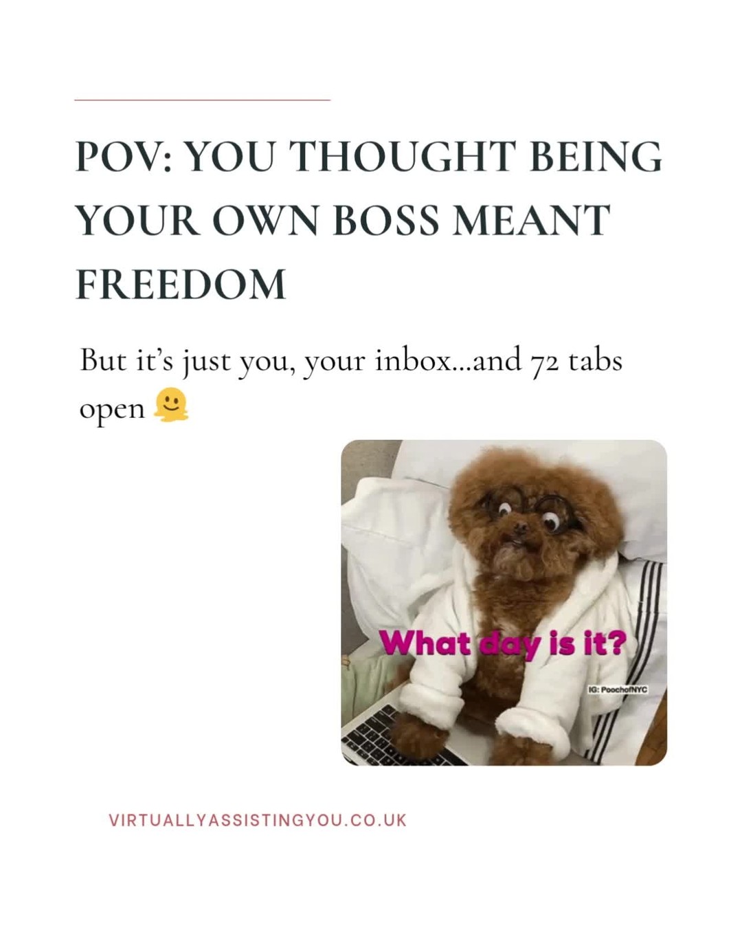 So many people are stuck with never having enough time right now!
We are all constantly playing catch up, juggling ALL the things, and feeling like your to-do list is breeding overnight 😅
I kept hearing the same thing from clients 👉🏼 “I just don’t have time to focus on growing my business, I’m too busy keeping it running!”
So I decided to do something about it!
I created a blog that breaks down exactly how a Virtual Assistant can save you HOURS each week...and why that matters more than you think 💥
Because you deserve to take a holiday. To have time for the school runs. To finish work before 9pm for once.
And guess what? That doesn’t have to be just a dream...
If you’re ready to take back control of your time and stop drowning in admin then have a read (via the bio link!)
This might just be the sign you’ve been waiting for✌🏼
#VirtualAssistant #ExecutiveAssistant #MyVATeam #GetLeveraged #TimeManagement #EntrepreneurLife #SmallBusinessSupport #VAservices #ProductivityTips #BusinessTips #Efficiency #OutsourceSmart #BusinessSuccess #DelegateAndElevate #WorkSmart #FocusOnGrowth #SmartDelegation #ScalingUp #BusinessManagement #VA #VASupport