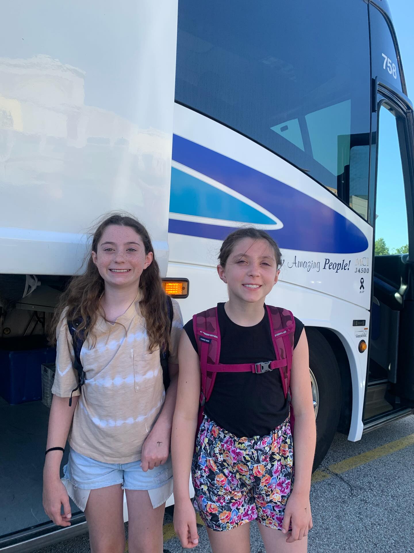 Sisters off to sleep-away camp @honeyrockwi 💛🏕️🛶🌼🐛🦋