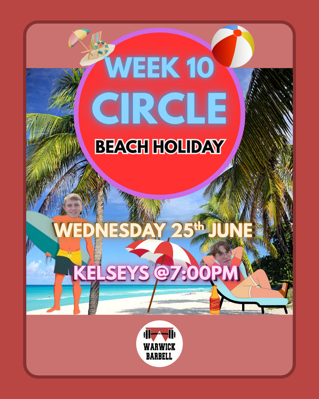 ❗ATTENTION WARWICK BARBELL❗
We are having our LAST Circle of the year in Kelseys on Wednesday at 7:00pm! The theme is Beach Holiday so be sure to wear your most tropical outfits!
MAKE SURE YOU FILL OUT THE FORM found on our story and in our WhatsApp Chat!
We look forward to seeing you all there!