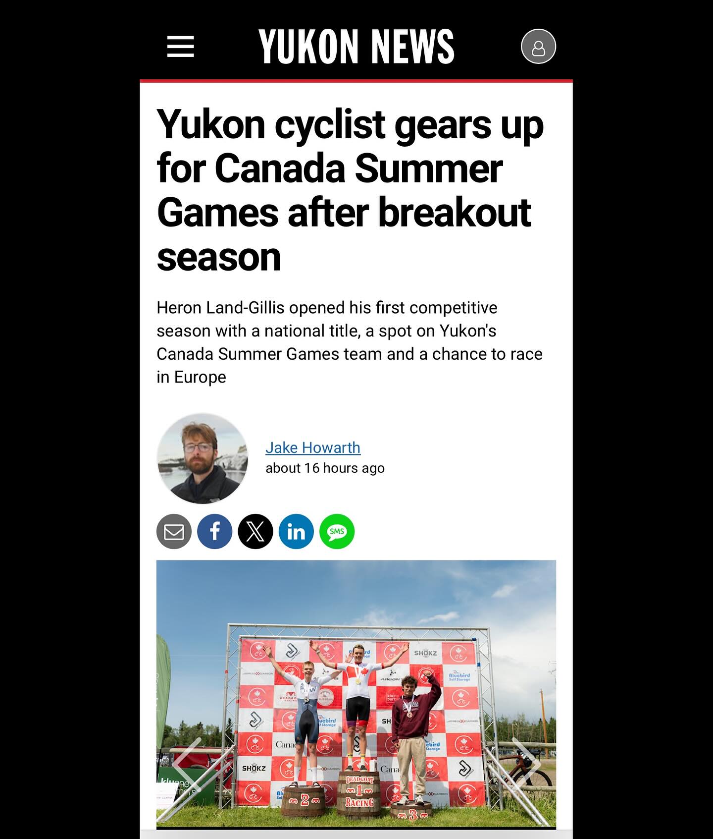 Check out some fun press for @heronlandgillis who is currently in Quebec with his coach hudson.lucier and awesome teammate Nico Giangrande (together this duo recently won the KCIBR and Southern Lakes Gran Fondo together). Canadian Road Cycling Championships start tomorrow - good luck boys! To read the article, google “Yukon News Heron” and it should come up.