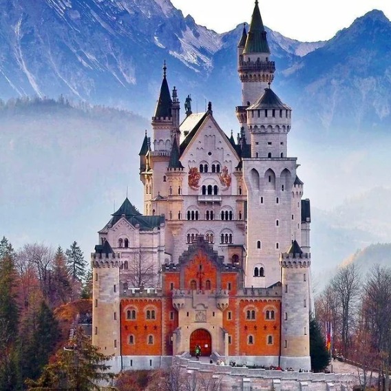 Travelers are currently in Germany, Austria and Switzerland enjoying sights that inspired Walt Disney to create Disneyland. One of the sights is the Neuschwanstein Castle in Germany, located near the Austrain border. #germanytravel #disneylandcastle #monterratravel #virtuosotravel #swisstravel #austriatravel #matterhorn