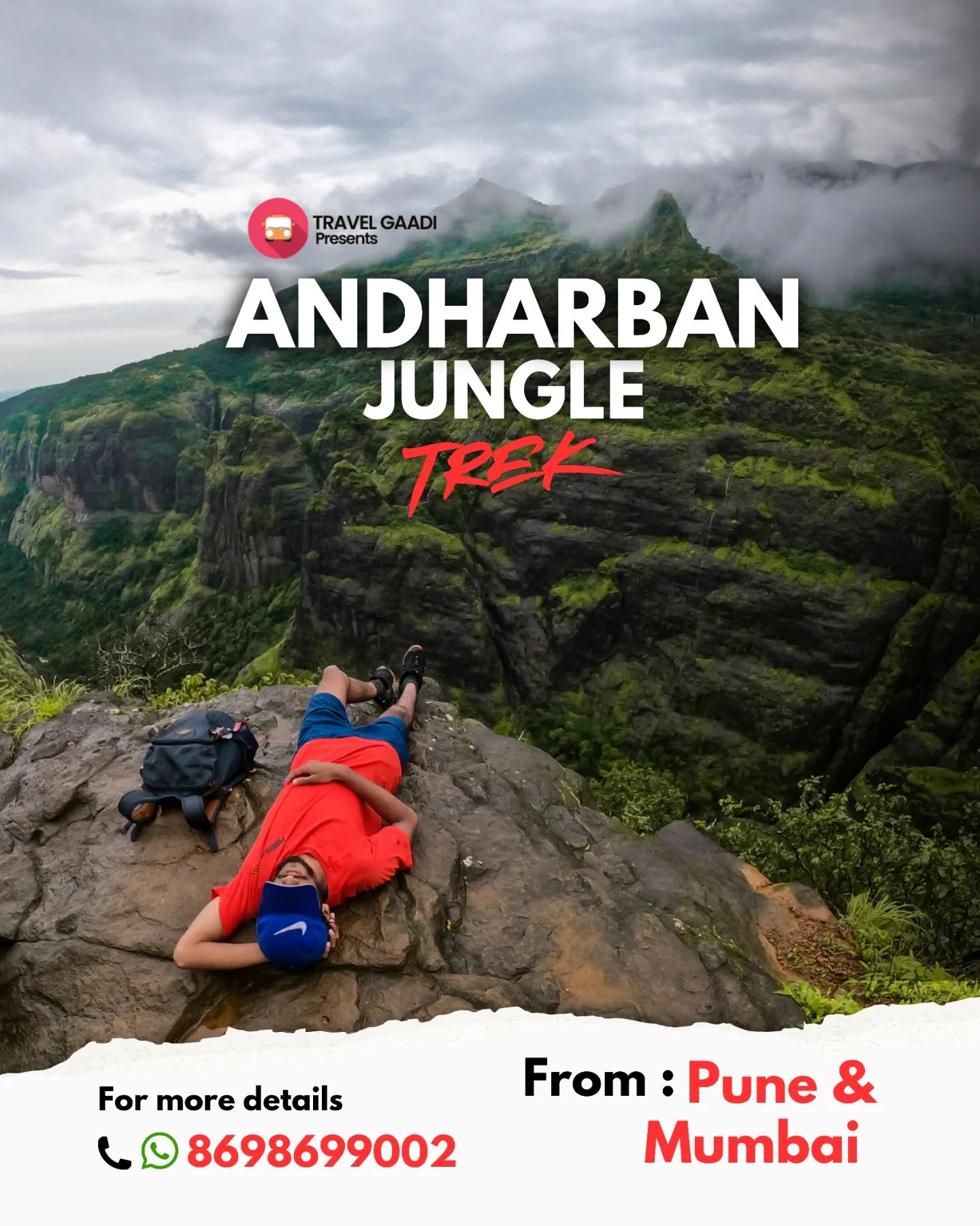 Where the trail vanishes into the mist – Andharban, you wild wonder.
.
Every weekend & Limited batch size
Batch 01: Saturday Morning departure ( pune )
Batch 02: Saturday Night departure ( mumbai )
.
.
Join us @travel.gaadi
Hit us a Dm to know about our regular event updates..
.
#travelgaadi #travelgaadiadventure #travelgram
#travel #nature
#trek #pune #mumbai #trekking #trekkingindia #devkund #andharban #andharbanforest #waterfall