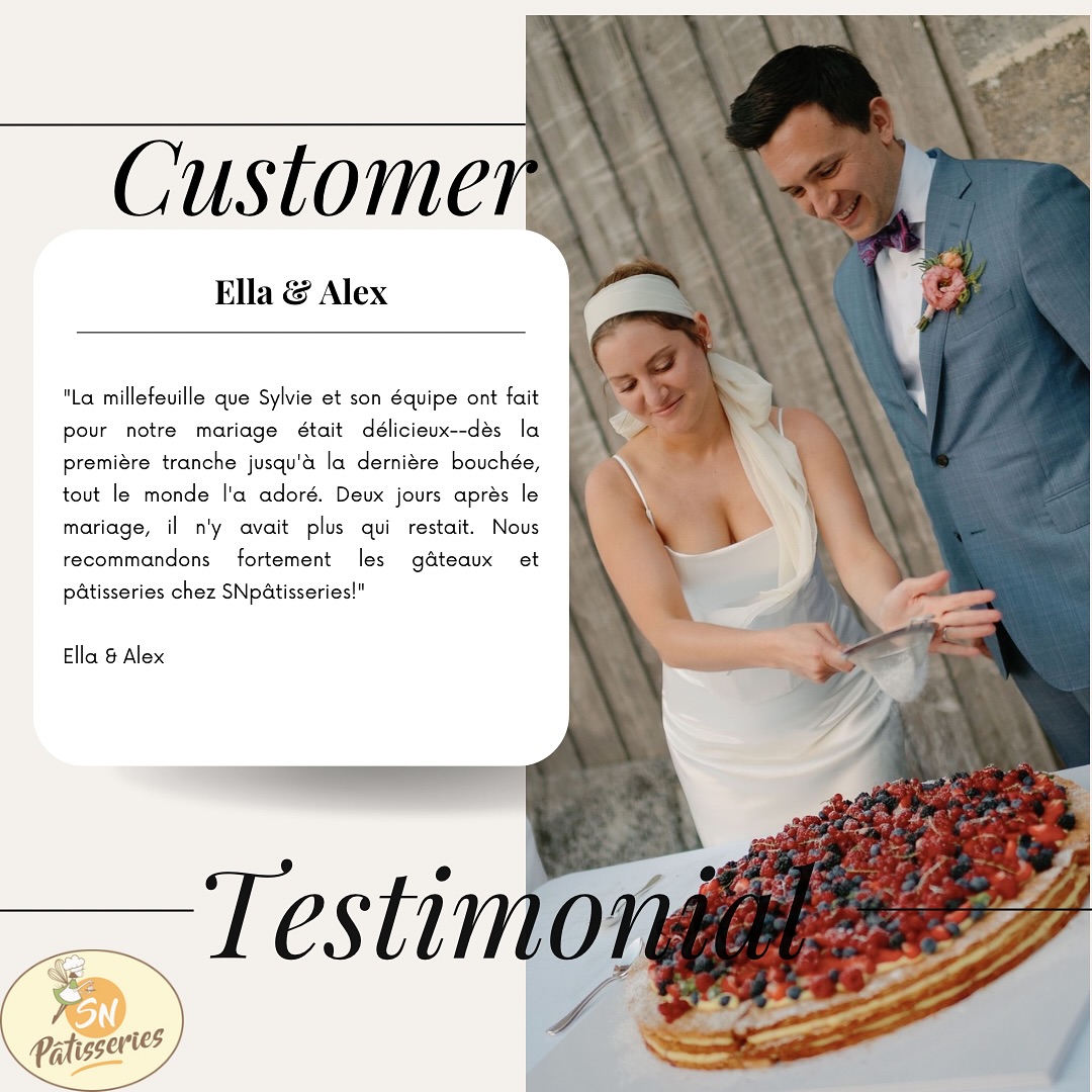 Un petit défi pour moi : réaliser un millefeuille xxl pour le mariage d’ Ella & Alex. Taille 60 cm de diamètre.
Pâte feuilletée
Crème pâtissière vanille de Madagascar
Confit fruits rouges
Fruits rouges frais
Merci Ella & Alex pour votre confiance ainsi que pour votre joli avis!! 🙏💕💐
@ellamt @alpcohen
@chateaudebrives
@maisonduloutraiteur
@tatianas_florals
@goldenhour__planner
@koklyqo
@velours_musique
@olinka_hairart
@mister___sully
@joannerabenaphoto
@timonierpizza
@souchonreception
@snpatisseries
@popcornfactoryorchestra
@lacompagniedesfamilles
