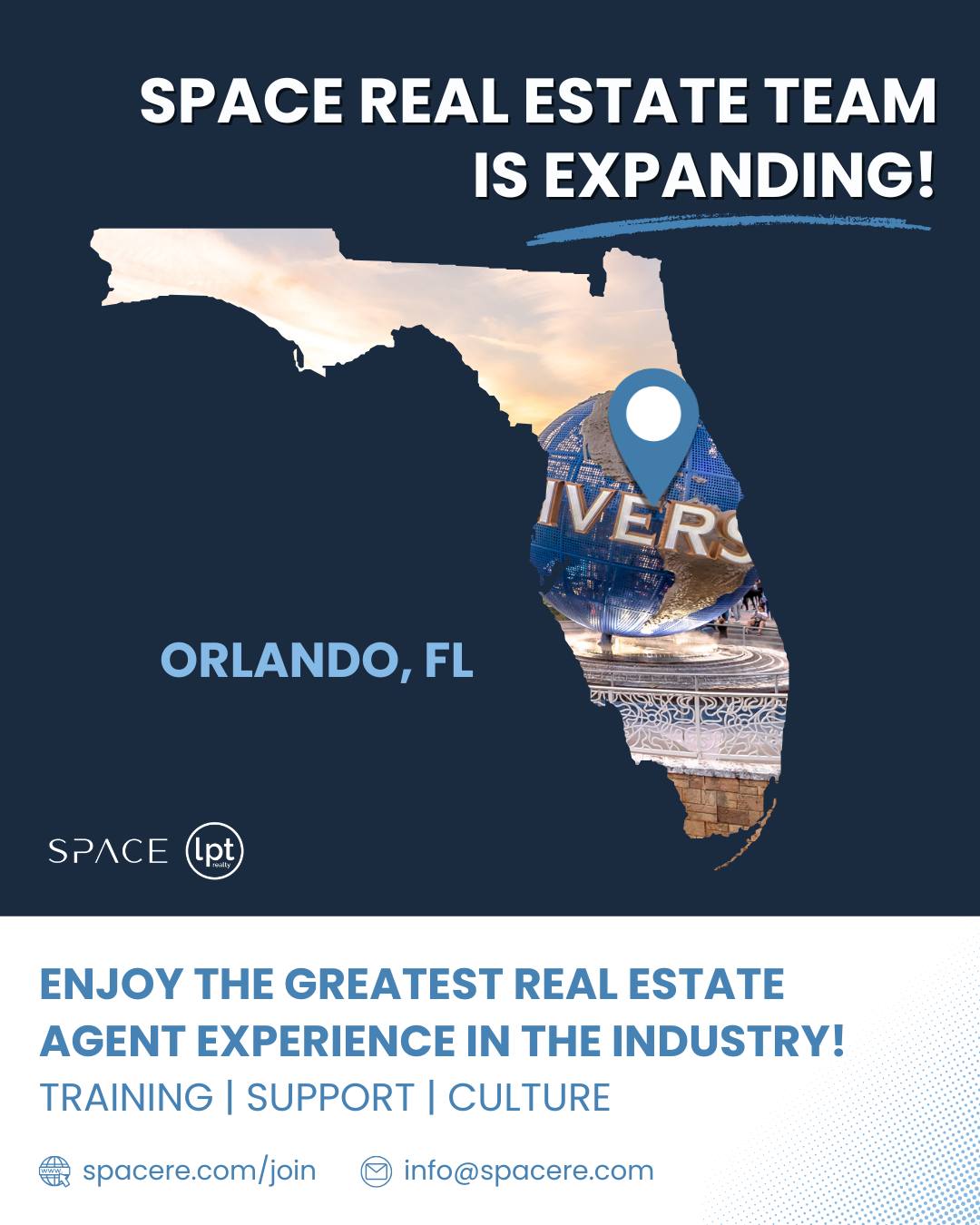 Orlando agents, we’re coming your way!
SPACE Real Estate is officially expanding into Orlando, FL and we’re looking for driven agents who are ready to level up.
With industry-leading training, unmatched support, and a culture that puts agents first, SPACE is where growth-minded professionals thrive.
Join the movement.
Build your business.
Experience SPACE.
Learn more: spacere.com/join