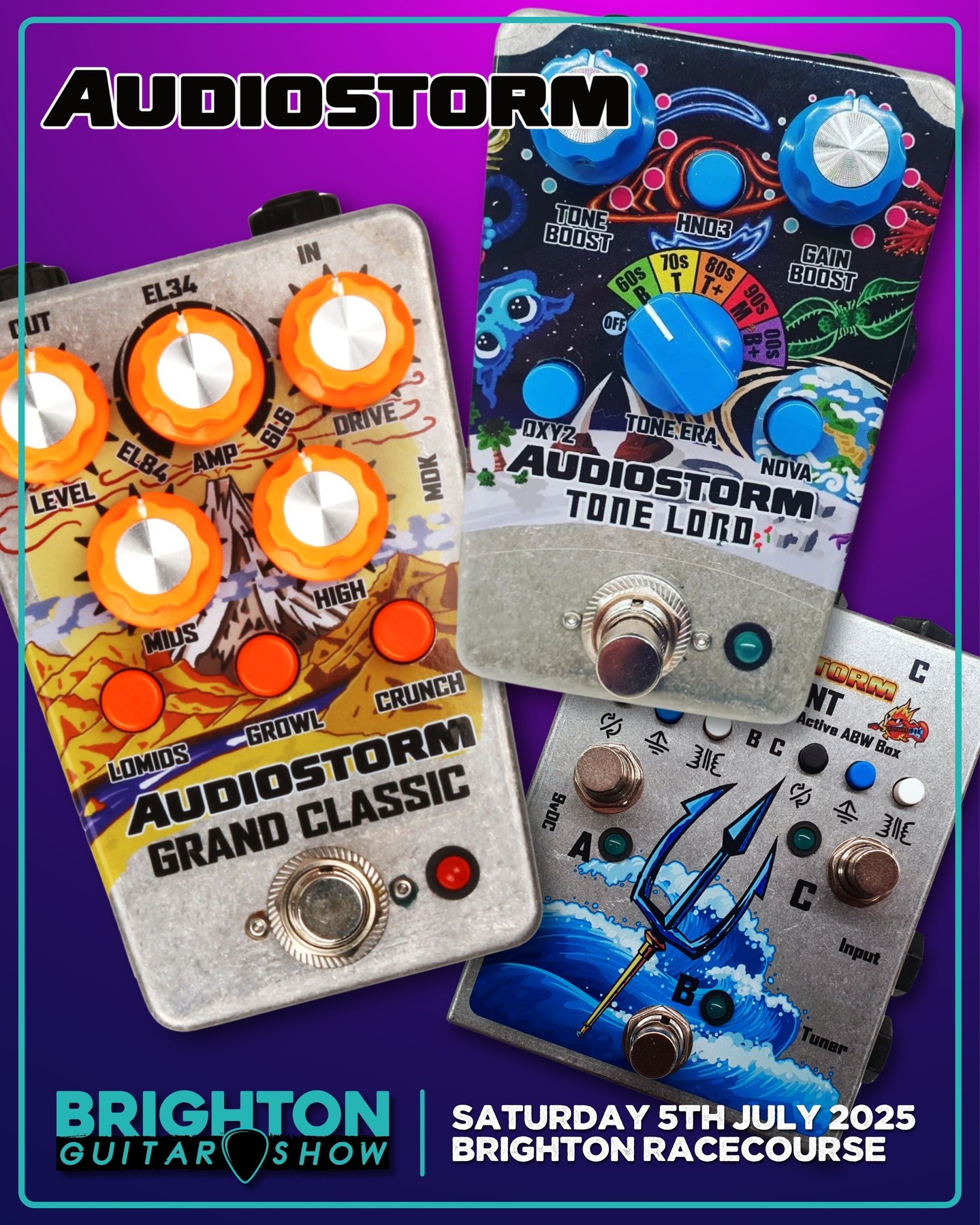 Exhibitor Feature - Audiostorm 🎛️
Built by a lifelong tinkerer with a serious pedigree in pro audio, @audiostormeffects blend cutting-edge circuitry with a player-first mindset. These aren’t just clever boxes full of tech, they’re inspiring, expressive tools designed to unlock new creative ground and evolve with you.
Check them out as part of the FX Expo.
🎟️🤘 Check out the rest of our fantastic exhibitor lineup and grab your tickets via the link in our bio ☝️
#audiostorm #brightonguitarshow #fxexpo #guitarshow #brighton #sussex #eastsussex #guitars #amps #effects #pedals #accessories #bgs25