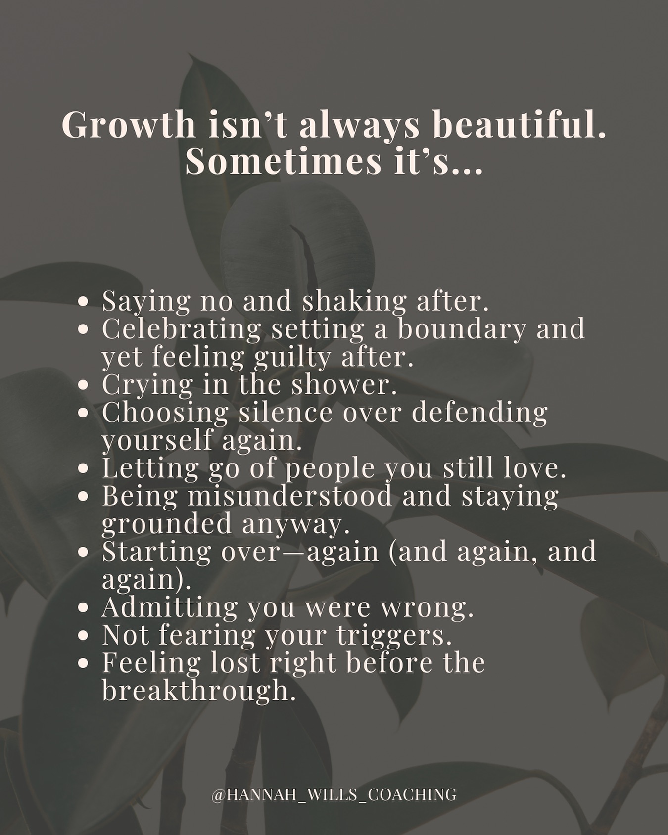 We talk a lot about growth like it’s this polished, glowing transformation.
But real growth? It’s gritty. It’s messy and it’s often bloody uncomfortable.
It’s the kind of work no one claps for - the late-night tears, the shaky boundaries, the quiet decisions you make to honor yourself even when it hurts.
And through it all you’re thinking “is this all worth it?” 🤯
If you’re in the thick of it, this is your reminder:
You’re not doing it wrong.
You’re growing. 🌱
Keep going. You’re becoming more YOU - and that’s the most beautiful thing of all 🫶🏻
Big love,
Hannah xx
#HealingIsMessy #InnerWork #LifeCoachThoughts #GrowthIsGrowth #EmotionalHealing #BoundariesAreBeautiful #peoplepleasing #peoplepleasernomore #healthyboundaries