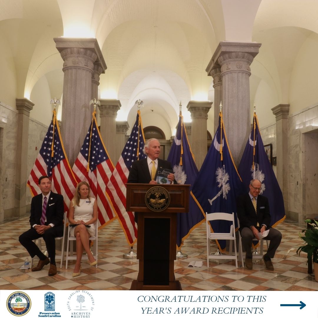 On June 18th, Gov. Henry McMaster, the South Carolina Department of Archives and History, and Preservation South Carolina honored the recipients of South Carolina’s 2025 Historic Preservation Awards in a ceremony at the South Carolina State House.
Thousands of South Carolinians are actively involved in preserving the state’s legacy as reflected in its historic buildings, structures, and sites. This year, 16 honorees were chosen for their exceptional accomplishments in the preservation, rehabilitation, and interpretation of the state’s architectural and cultural heritage.
Please join us, along with the South Carolina Department of Archives and History, and the Office of the Governor in celebrating and thanking this year's recipients.
See FULL list of the recipients at the link in our bio ⬆️