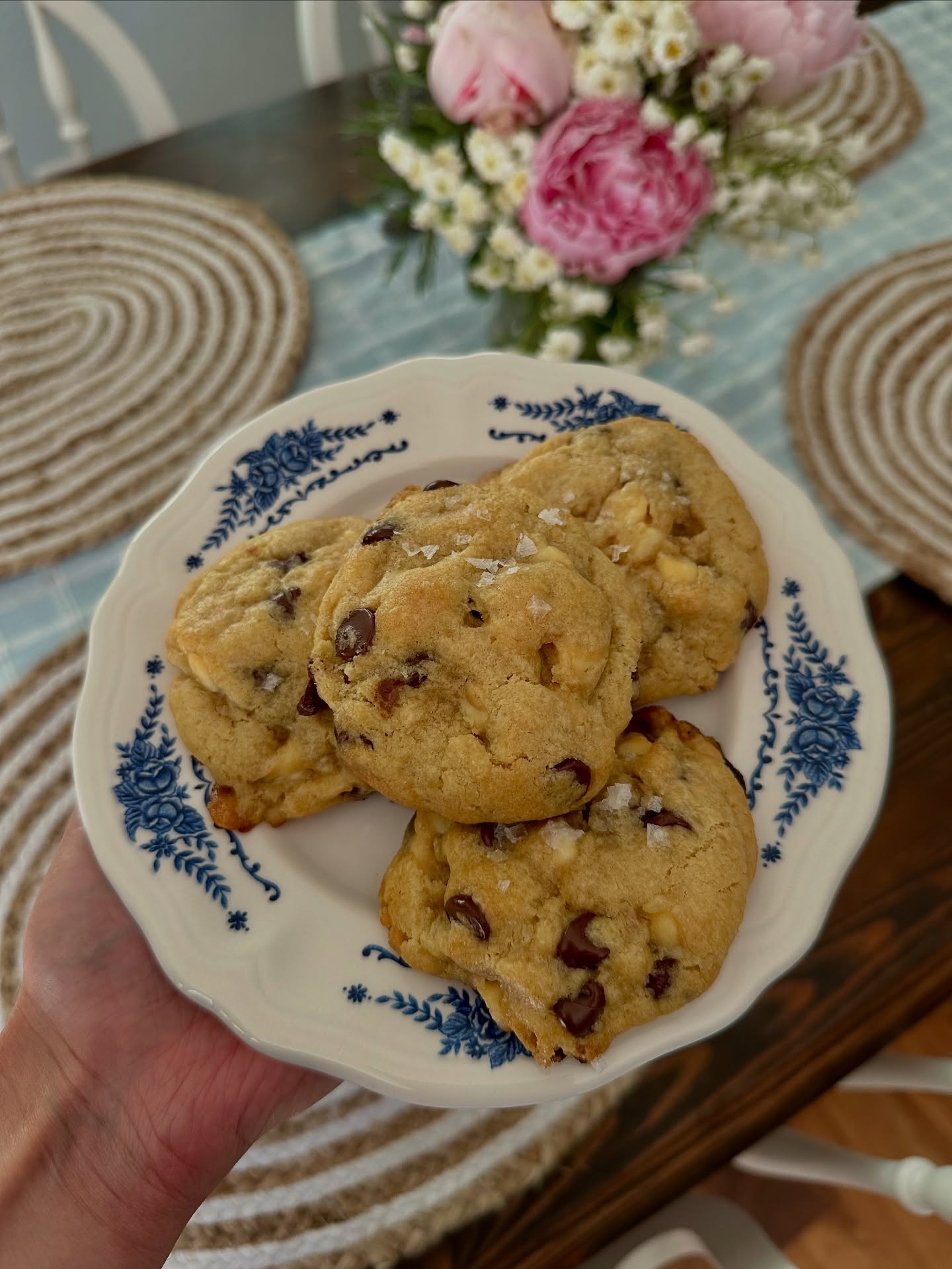 Any chocolate chip cookie lovers? My husband and friends are convinced mine are the best. With dark and white chocolate chips, flaky sea salt, and a gooey-chewy-crunchy combo, I very humbly agree with them.
The recipe is posted on my website! Check it out. It's a lovingly revised from the New York Times most popular chocolate chip cookie recipe.
And when you see me next, ask me for a cookie! I try to keep some cookie dough in the freezer. 🤗