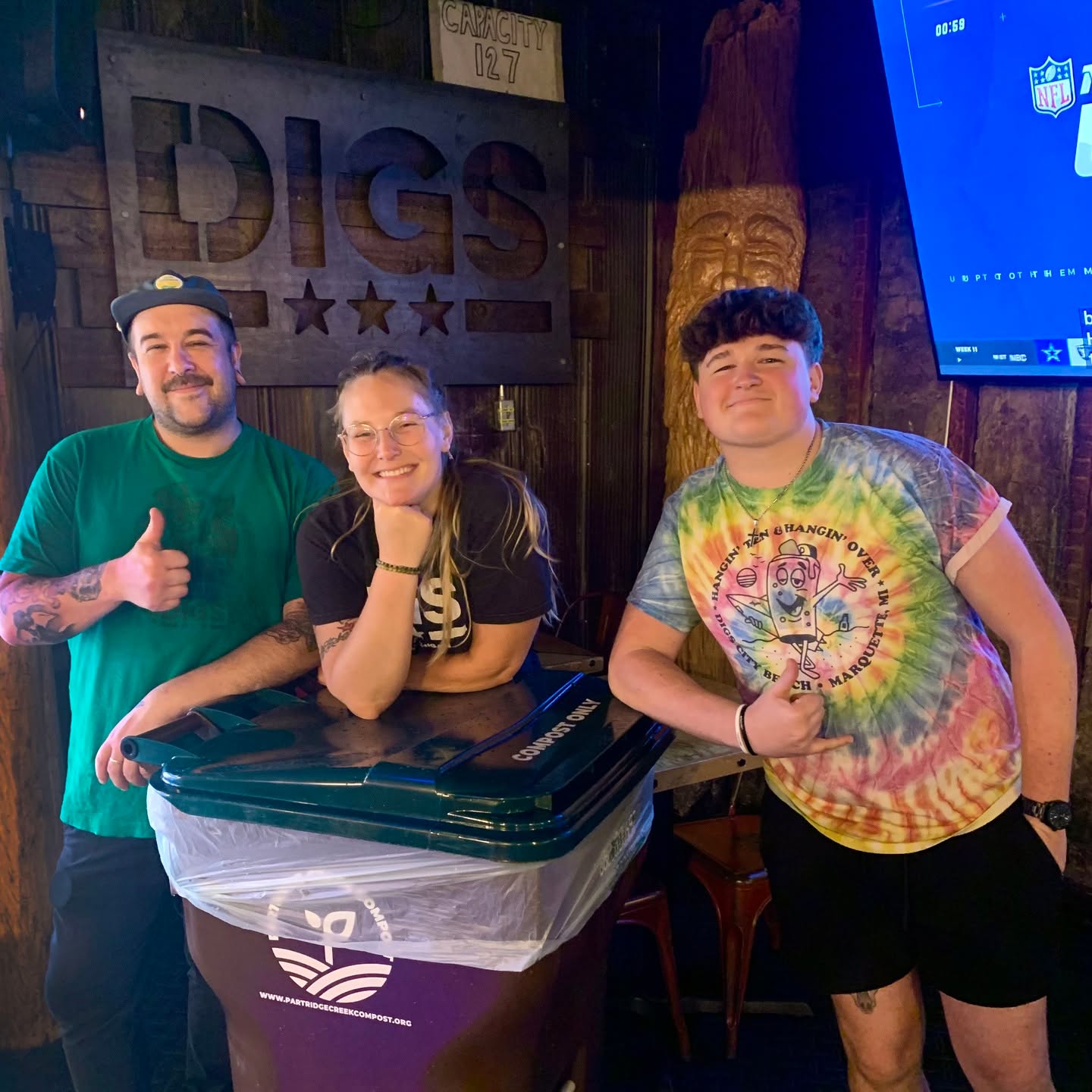 DIG THIS!
DIGS has joined the composting community with Partridge Creek Compost! Thank you Pat, Alyssa, and the DIGS crew for joining the fastest growing composting community in the UP. We're delighted to have you with us!
Join us at DIGS indoors or outside for some amazing solid and liquid replenishment, and high five the DIGS team for composting their food waste, soiled paper, and take-away items! #coolkidsclub #composting #zerowaste #businesscomposting #sustainability #upperpeninsula