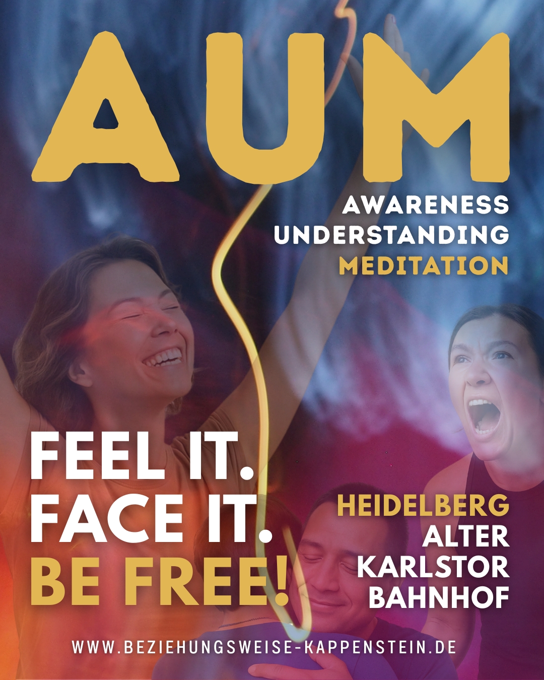 AUM Meditation in Heidelberg
Wut. Trauer. Lachen. Ekstase. Begegnung. Stille.
Die AUM ist eine soziale Meditation in 14 Phasen – intensiv, ehrlich, befreiend.
Du darfst ausrasten, tanzen, dich zeigen, loslassen.
Du darfst heilen – nicht im Kopf, sondern im ganzen Körper.
Ich habe sie zum ersten Mal in Rio erlebt – und seither immer wieder an der Humaniversity.
Jetzt leite ich sie selbst – hier in Heidelberg, nach meiner Ausbildung zum AUM-Meditationsleiter.
Wenn du dich selbst in deiner ganzen Lebendigkeit spüren möchtest – roh, echt, bewegt:
Dann ist die AUM für dich.
Feel it. Face it. Be free.
► Heidelberg – Tanzundsein (Marlene-Dietrich-Platz 2)
► Termine: 02.05. | 10.7.
► Anmeldung über meine Website