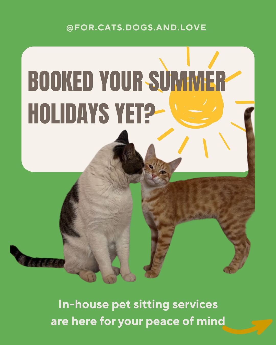 Summer holidays? Sorted with no worries! 🐱🐶
Pets will have the best time enjoying the house to themselves - we make sure of that! 😎💃🏻🕺🏻