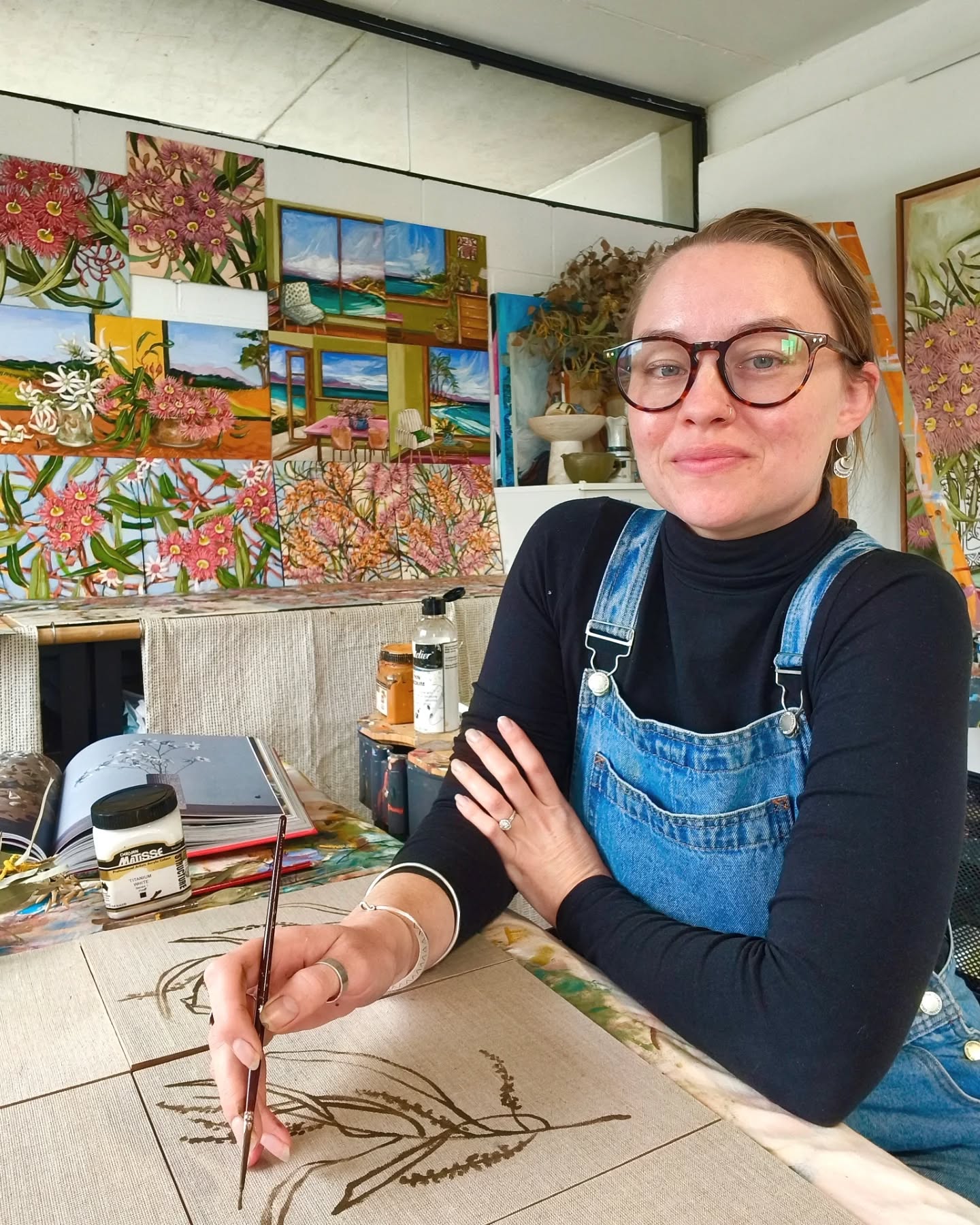 The studio is filling up and it's been so nice to be creating in a state of flow again. I feel like I have really had to push through and dig deep over the last year and a bit to feel creative. It's been about showing up every day and forcing myself to pick up the paint brush. I will never not be eternally grateful that this is my job - it's just the cyclical nature of being a full time artist. I always have to remind myself that those days where I feel in a flow state will come back again!
All of the work behind me in this photo is destined for our upcoming exhibition in Brisbane:
Tiny Beautiful Things
July 22 - 29
Latrobe Art Space, Paddington QLD
Please sign up to my mailing list so I can send you the full exhibition catalogue in a few weeks and find out when online pre-sales are open
x