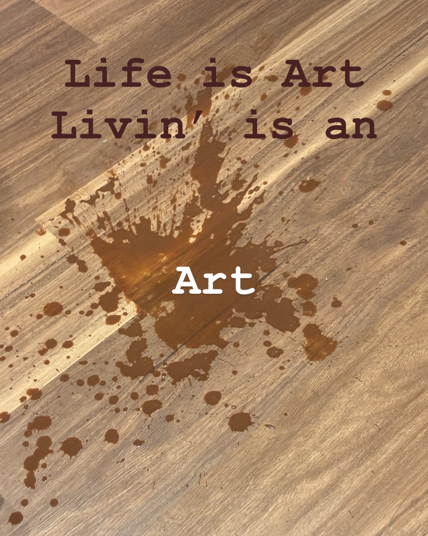 This masterpiece is title “Sacred Cacao”
Spontaneously created in a moment emotionally charged with an oh f#*! as the fluid gracefully splashed across the canvas.
Coincidence? Of course not… I was just listening to a Mel Robbins podcast on synchronicity while juggling my Uni paperwork on the topic of “slow looking.”
As I observed in being with the masterpiece, while mopping up its incredible 2sq metre spread (no exaggeration), I remembered the Pro Hart days and his incredible dragonfly on carpet. Realising my knees hurt on the hard surface relating to Cinderella (pre-prince and fairy Godmother days) and somewhere in the background of my mind had “Sadie the Cleaning Lady” song looping. All the while trying to see “the heart” Mel Robins suggested we see in our day.
That my friends is the practice of “Slow Looking” and art making with extra-ordinary materials.
Next time you or someone else makes “a mess” pause and relect on what has been created? What memories are brought up? What music relates, or words are looping? What are you feelingling in your body?
Life is Art 💚
Have a Sacred day ✨💖✨
#art #life #cacao #synchronicity #melrobbinspodcast #prohart #song #cinderella #creativity #arttherapy #talijoy #sunshinecoast #queensland