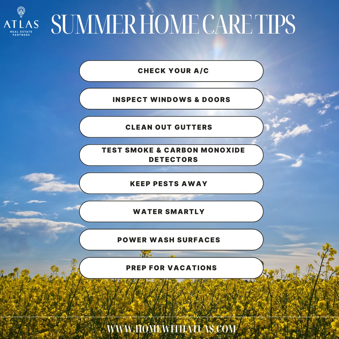 ☀️ Summer Home Care Tips! 🏡🌿
Keep your home in top shape all season long with these quick and easy tips:
1. Check Your A/C 💨
Schedule a tune-up and replace filters to keep your home cool and energy-efficient.
2. Inspect Windows & Doors 🪟🚪
Seal any gaps to keep the cool air in and the bugs out!
3. Clean Out Gutters 🌧️
Summer storms can bring heavy rain—make sure your gutters are clear to avoid water damage.
4. Test Smoke & Carbon Monoxide Detectors 🔔
A quick check = peace of mind during summer grilling season.
5. Keep Pests Away 🐜
Trim bushes and remove standing water to prevent bugs and mosquitos from settling in.
6. Water Smartly 💧
Water early in the morning or late evening to keep your lawn green without wasting water.
7. Power Wash Surfaces 🧼
Refresh your exterior siding, decks, and walkways to boost curb appeal!
8. Prep for Vacations 🧳
Set light timers, hold mail, and notify a trusted neighbor if you’ll be away.
#Homewithatlas #NCRealEstate #HomeTips #Care #Summer #NCRealtor #FayettevilleNC