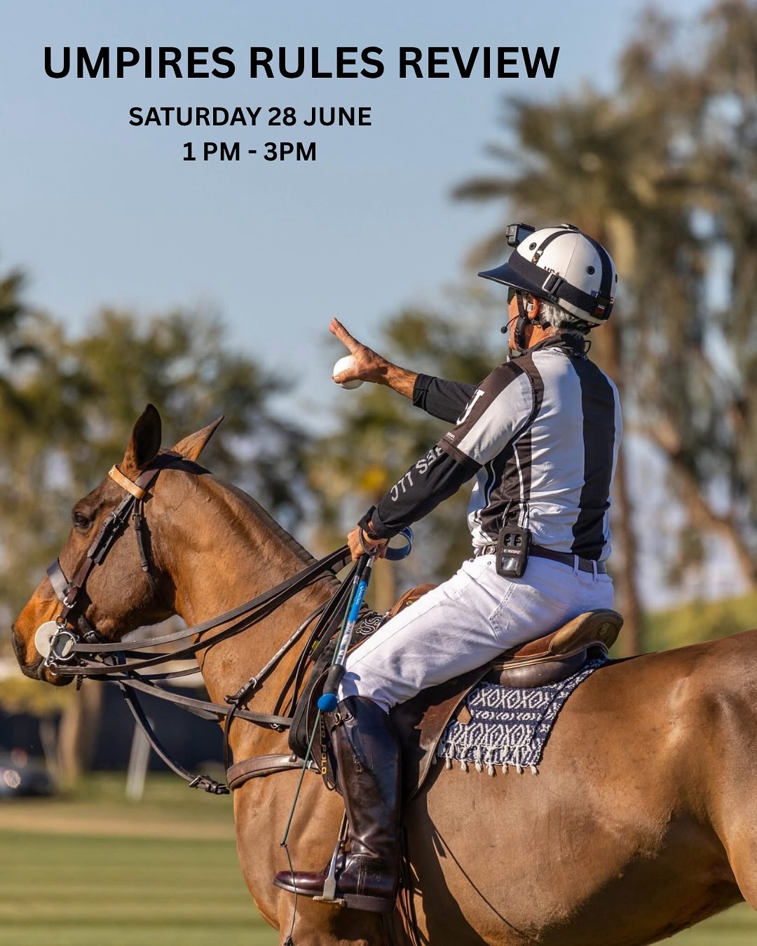 From the saddle to the stripes — sharpen your calls at the Umpire Review! 🏇⚖️ This Saturday, 1–3 PM.