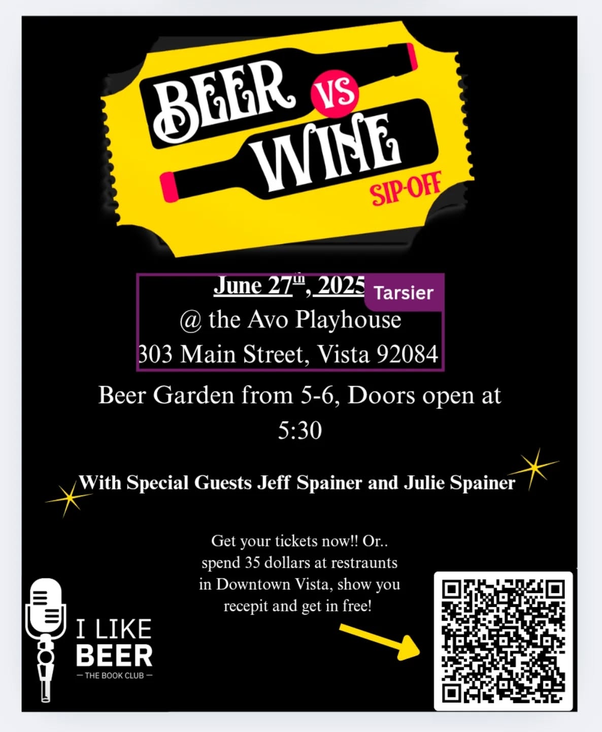See you there!
Free tickets. Use the code ILBfan
#beer #wine #beervswine
#vista #downtownvista