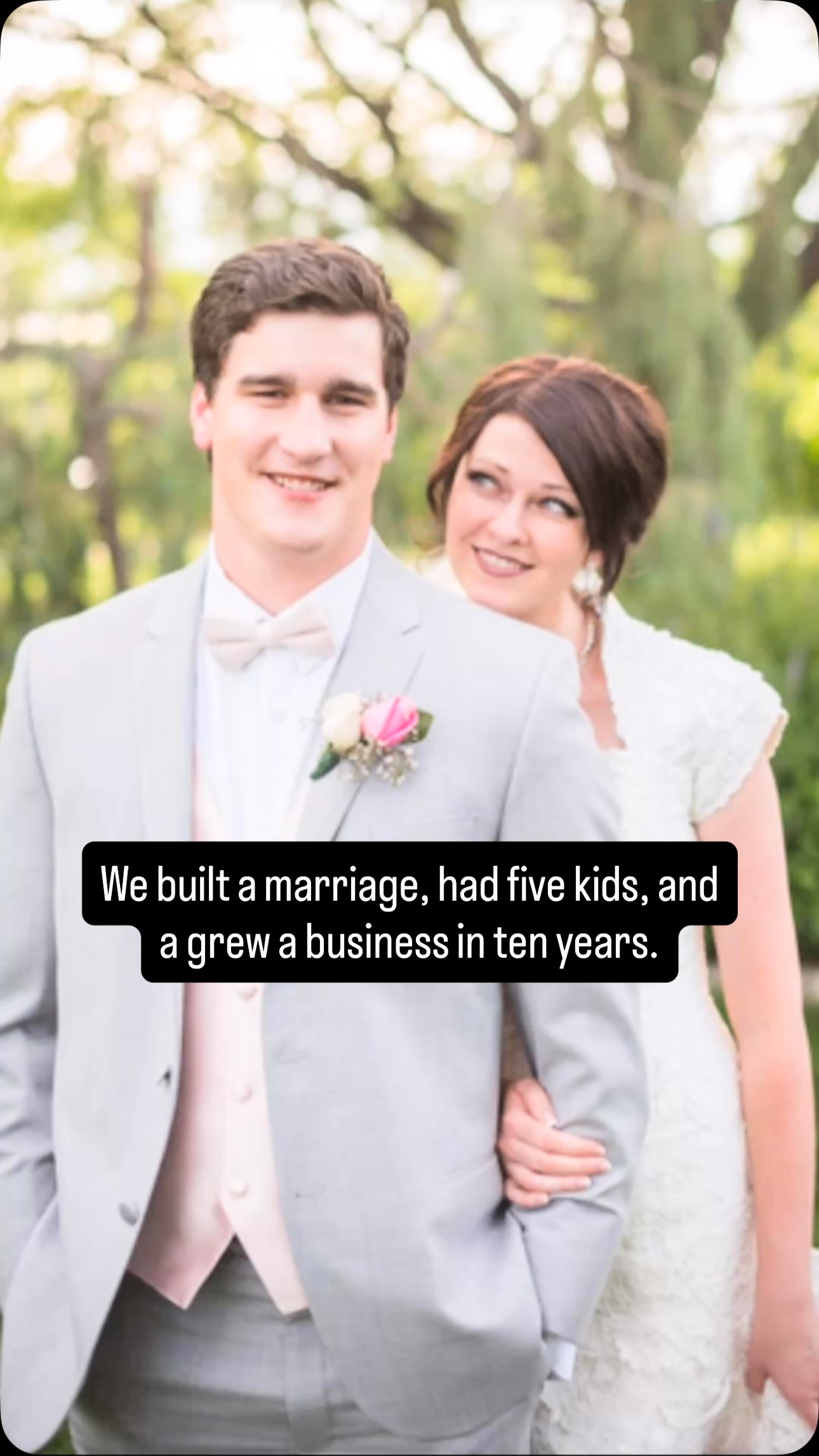 This month @eliza.adelaide and I celebrate TEN years of marriage.
5 kids.
Over 13,000 diapers (and counting).
8 cars.
9 moves.
Multiple businesses.
And a lot of laughs, tears, late nights, sleep ins, stresses, successes, failures, prayers, agreements, disagreements, joys, and a whole lot of faith. After everything, we’ve chosen each other and our children time and time again.
We’ve lived on God’s daily grace, love, and sacrifice. I love you, @eliza.adelaide. Here’s to many more decades! 🙌
#family #anniversaries #tenyearanniversary #utahfamilies #utahentrepreneurs #marriagegoals #reallovestory #parentlife #christianmarriage