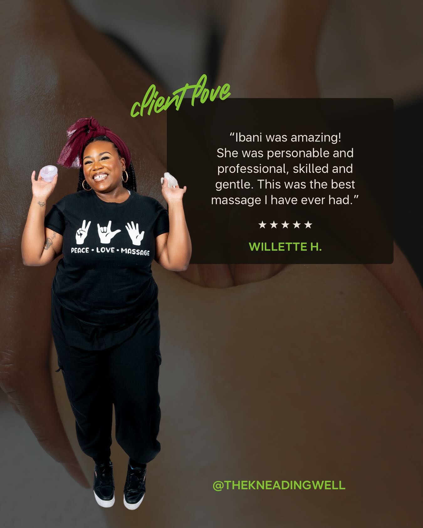 👐🏽 THIS IS WHAT WE DO
::
We give people the best massage they ever had because we listen and use the techniques, tools and topicals in our toolbox to deliver tailored and personalized services.
We can SHOW you better than we can tell YOU!
::
#youneedus
#wekneadyou
#massagetherapyworks
#yourfavoritemassagetherapists
#healinghands
#therapeuticmassage
#feelbetterlivebetter
#thekneadingwell