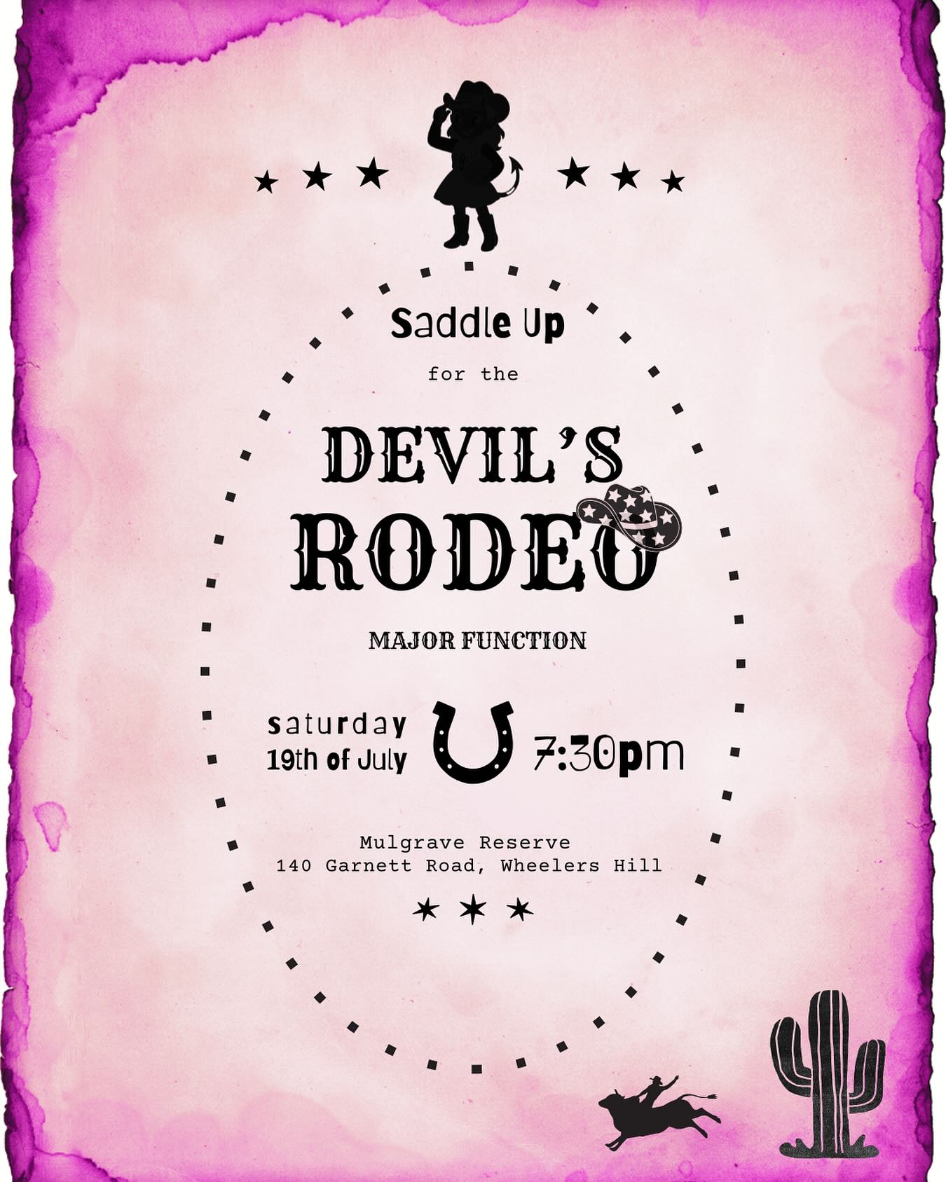 Hold onto your Akubra, the Major Function is almost here 🌵🤠🐎🐂🌪️🌟🪩
There will be a mechanical bull.
I repeat (louder for the people in the back). A. Mechanical. Bull.
Prepare your inner cowgirl and maybe.. your chiropractor.
And just when you thought it couldn’t get any better, we have it on very good authority that Devil’s royalty, Shelley Beggs will be ridin’ in hot.
Buy your ticket today! Link in bio.