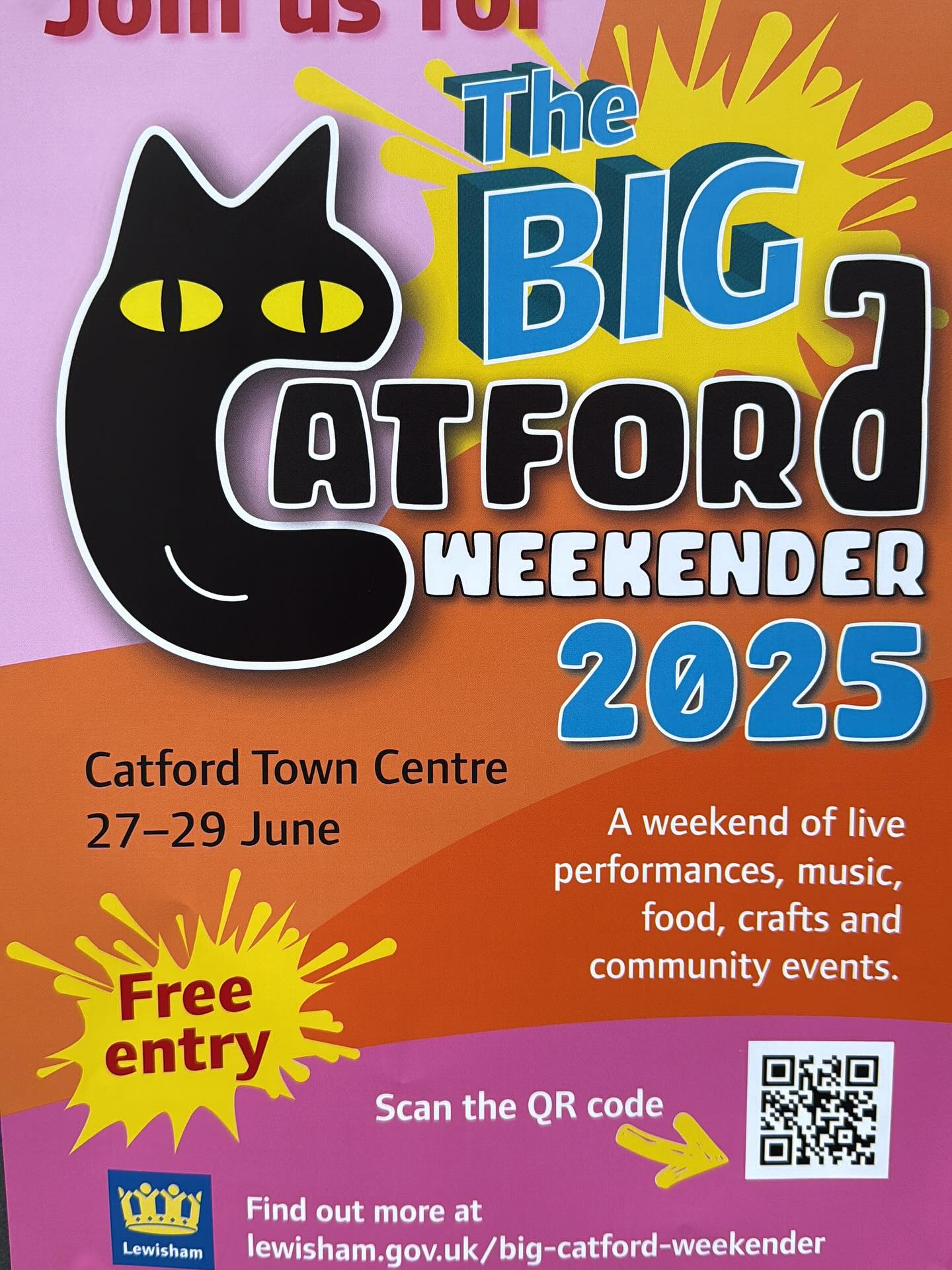 The Catford weekender is on. Arts crafts, games, exhibitions, new openings and some fab local food traders @veganflavourss and Bill’s Caribbean 🎪😎🍦🏀