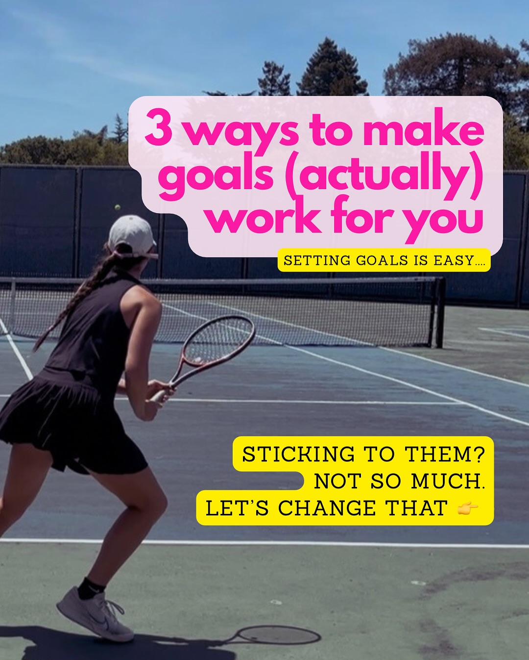 Setting goals is easy, but sticking to them can be tough!
Blog post with more info coming this weekend. 🧠💪🏼
#goals #goalsetting #tennisplayer #tenniscoach #coach #sportsperformance #performancepsychology #sportspsychology #mentalperformance #usta #utr #psychologyforathletes #trainyourbrain #blog